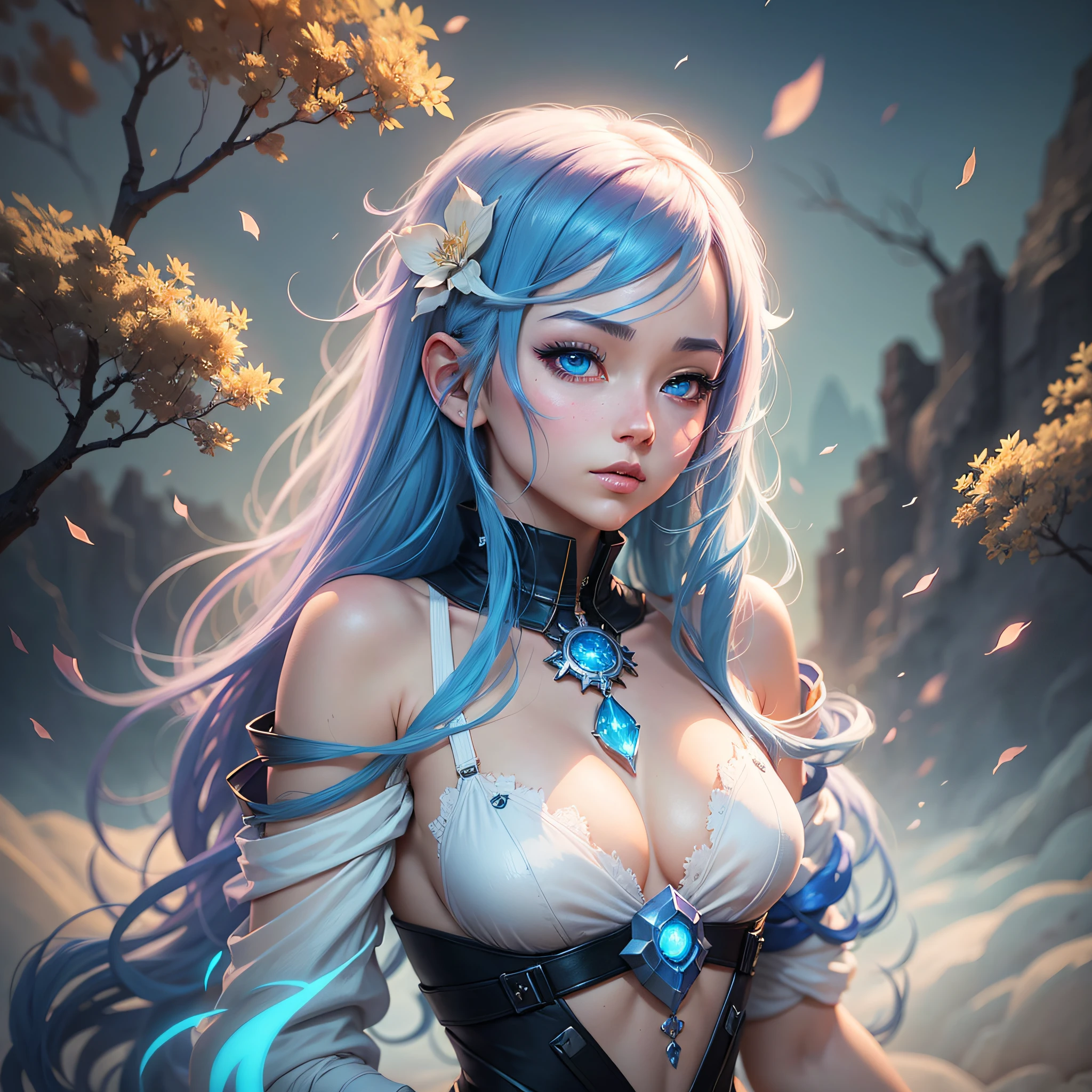 anime girl with blue hair and blue eyes in a white dress, beautiful avatar pictures, beautiful fantasy anime, anime style. 8k, anime style 4 k, artwork in the style of guweiz, ross tran 8 k, anime girl with cosmic hair, anime styled 3d, realistic anime artstyle, anime styled digital art, fantasy art style, inspired by Ross Tran --auto --s2