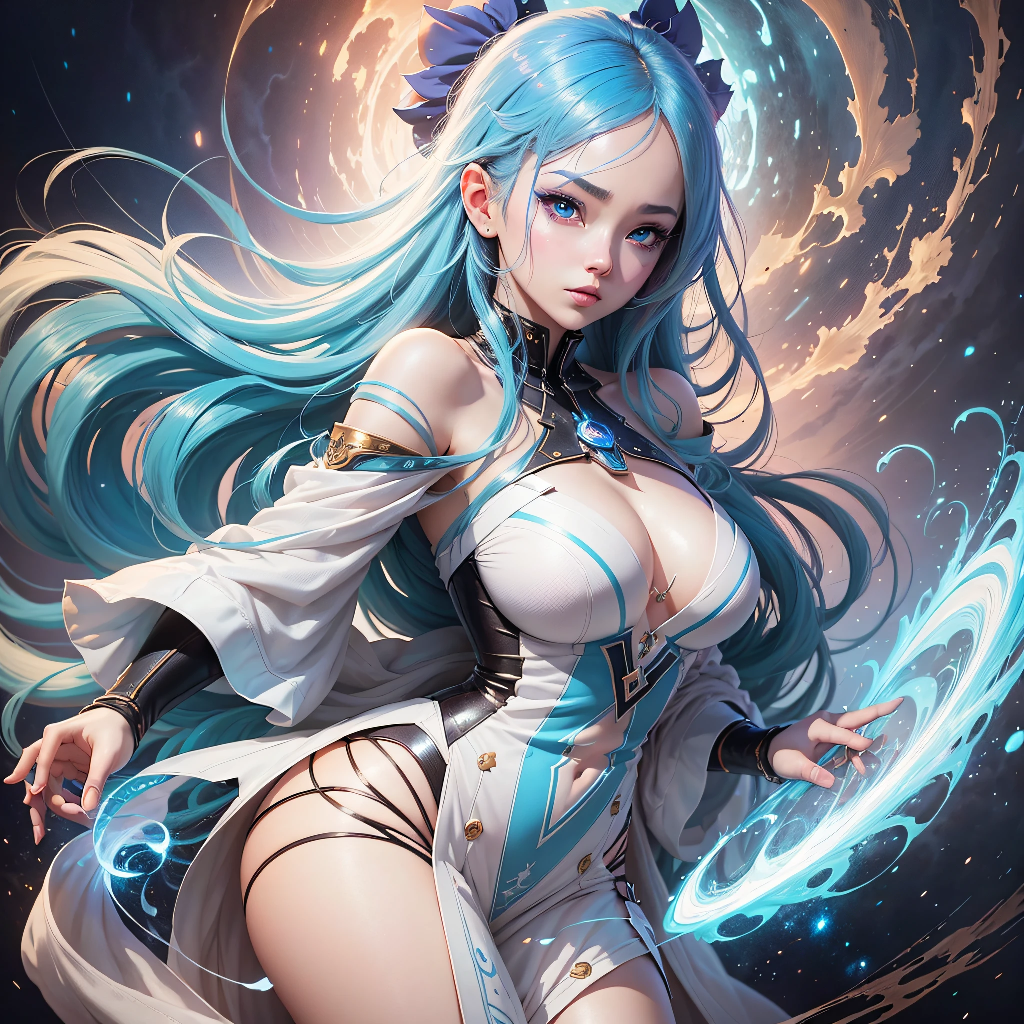 anime girl with blue hair and blue eyes in a white dress, beautiful avatar pictures, beautiful fantasy anime, anime style. 8k, anime style 4 k, artwork in the style of guweiz, ross tran 8 k, anime girl with cosmic hair, anime styled 3d, realistic anime artstyle, anime styled digital art, fantasy art style, inspired by Ross Tran --auto --s2