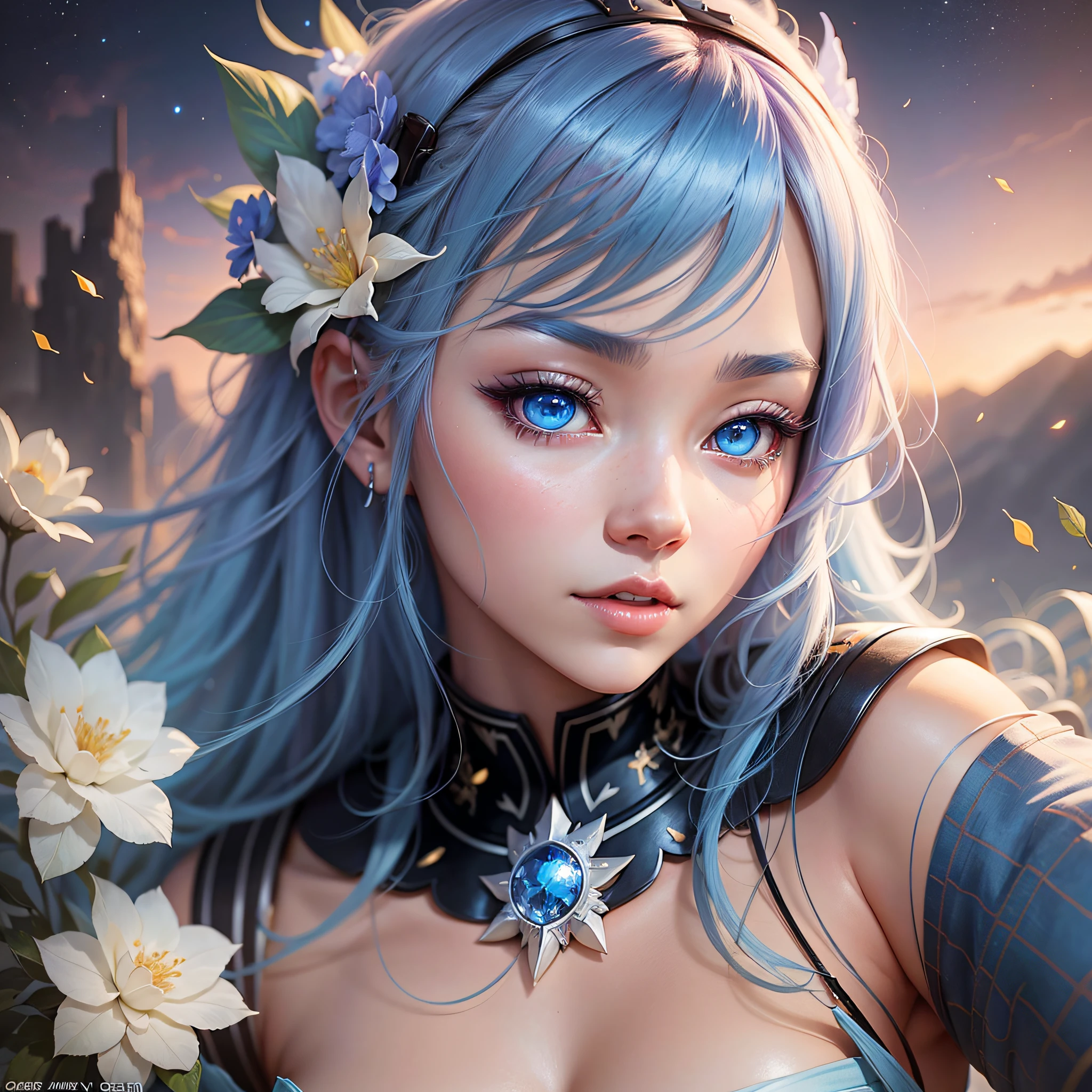 anime girl with blue hair and blue eyes in a white dress, beautiful avatar pictures, beautiful fantasy anime, anime style. 8k, anime style 4 k, artwork in the style of guweiz, ross tran 8 k, anime girl with cosmic hair, anime styled 3d, realistic anime artstyle, anime styled digital art, fantasy art style, inspired by Ross Tran --auto --s2
