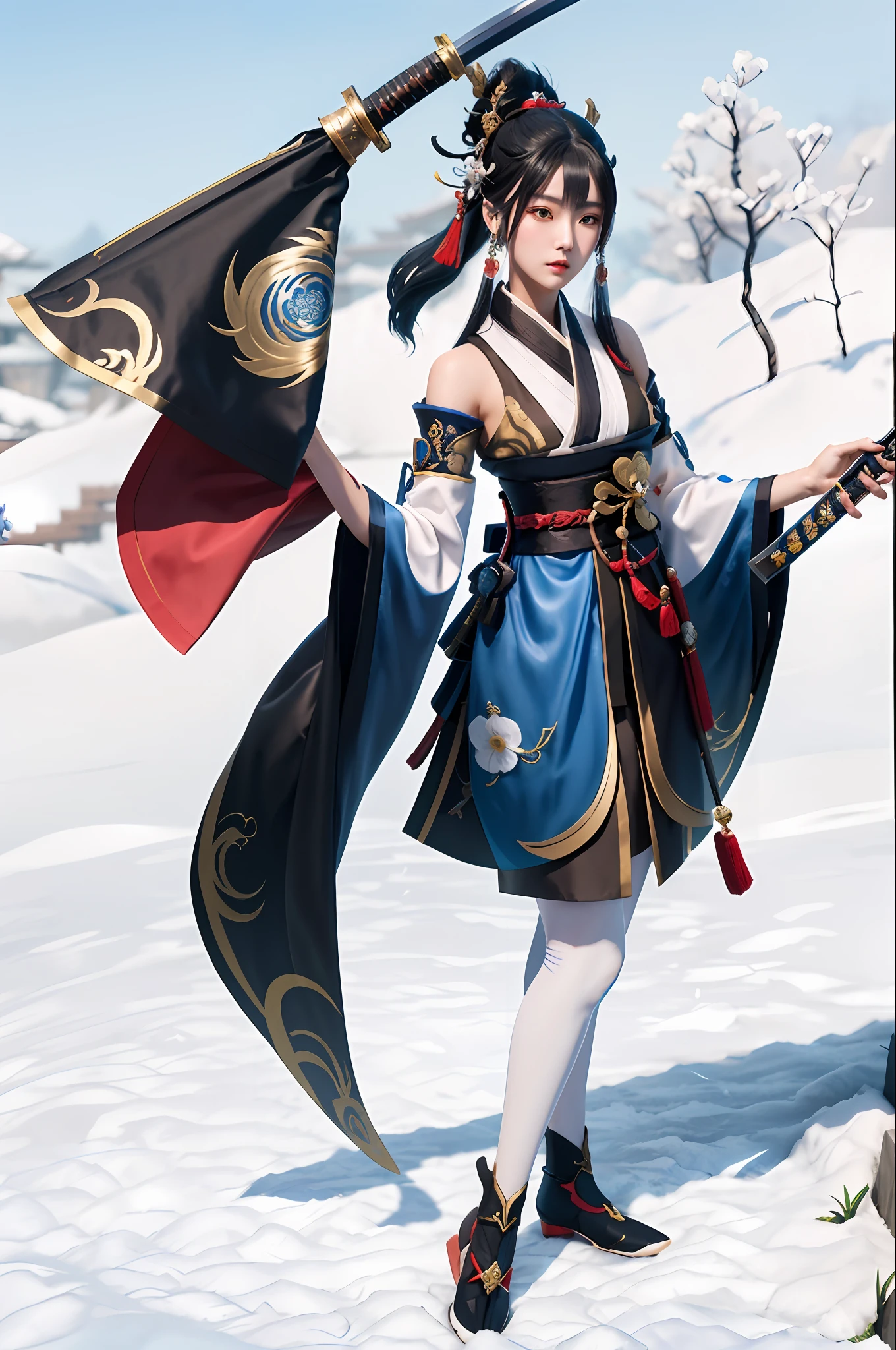 a close up of a woman in a costume holding a sword, full body xianxia, lunar themed attire, zhongli from genshin impact, onmyoji, onmyoji portrait, keqing from genshin impact, onmyoji detailed art, katana zero video game character, heise jinyao, 3 d render character art 8 k