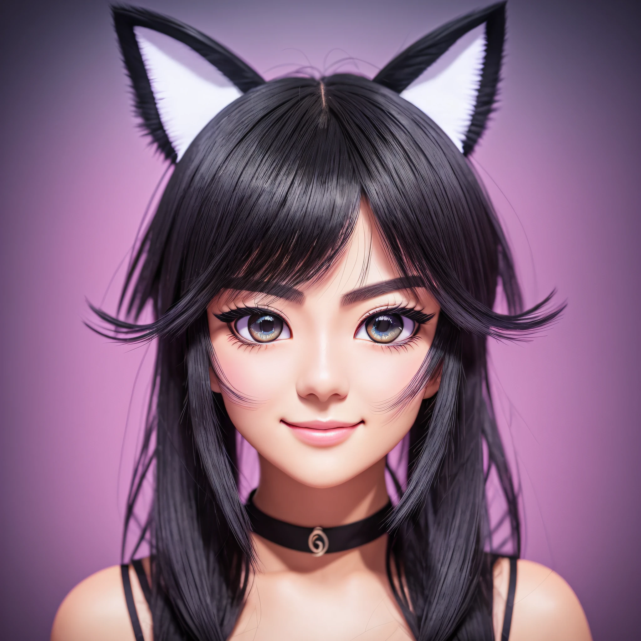 black hair, hair bobbles, wince, longeyelashes, solid circle eyes, fake animal ears, light smile, ear blush, fang, Surrealism, drop shadow, anaglyph, stereogram, tachi-e, pov, atmospheric perspective, 8k, super detail, ccurate, best quality --auto --s2