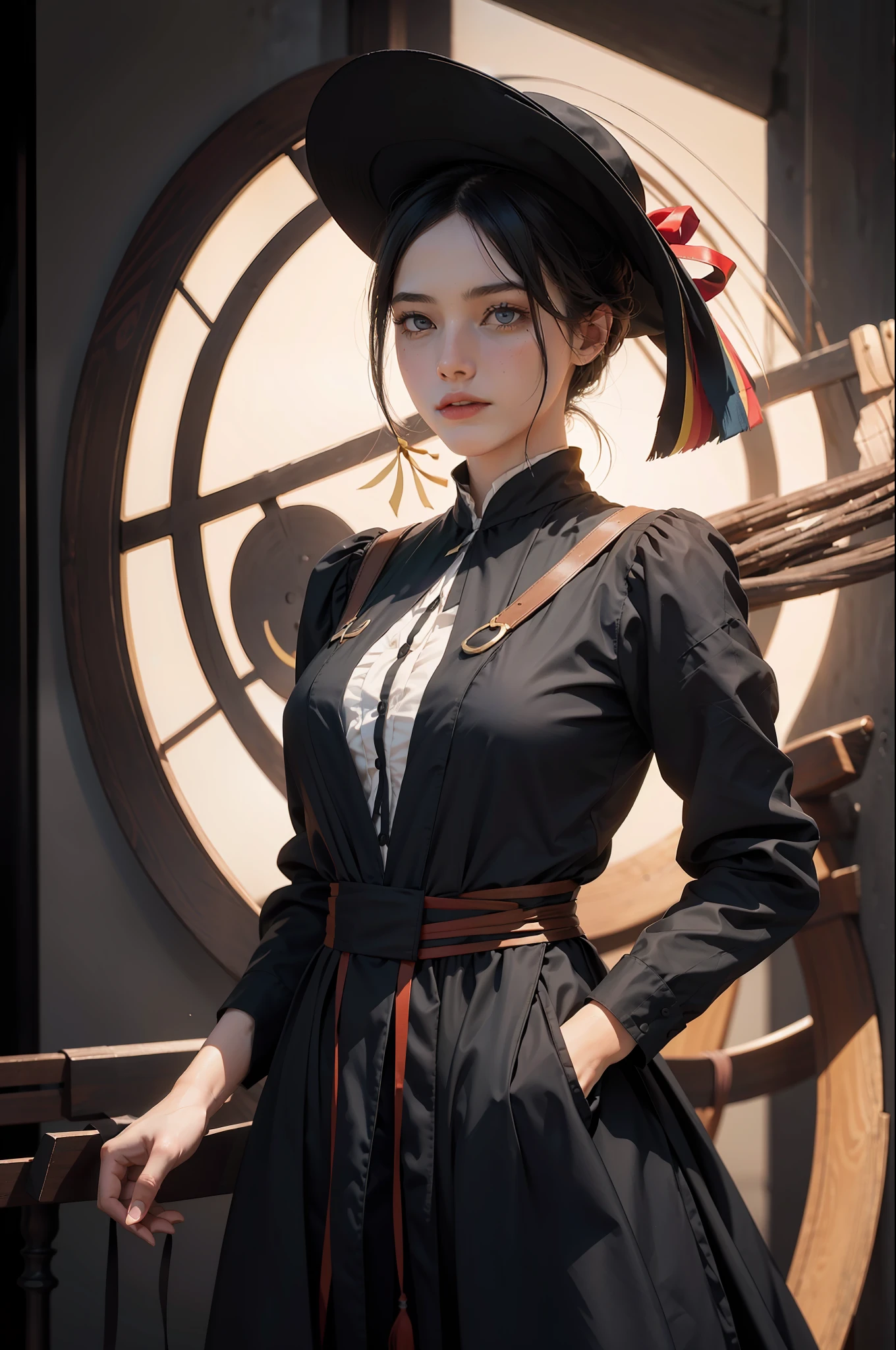 1girl, dynamic angle, splash art,  [(art by Arthur Dove:0.7)|art by Lyubov Popova],  octane render, full shot of a Captivating Amish Male Silk weaver, Cel shaded, Velvia, Ribbons, official art, unity 8k wallpaper, ultra detailed, aesthetic, masterpiece, best quality, photorealistic