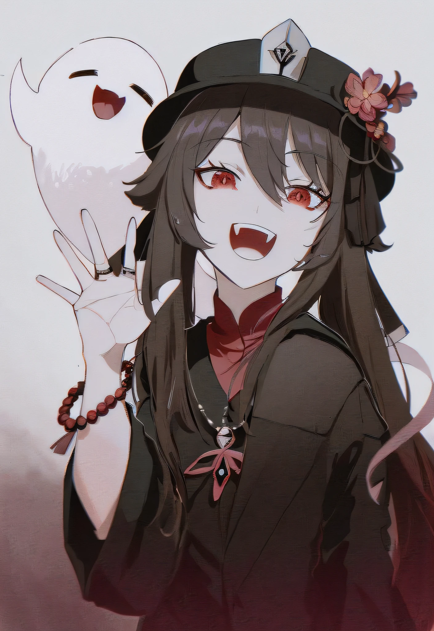 Anime girl wearing hat and necklace holding a bird, Guvitz, Akane Owari Danganronpa, Anime vision of cute girl, Yandere, [[[grin]]]], Gutez-style artwork, anime moe art style, Gapmoe Yandere Grimdark, (masterpiece, acura, 1girl, solo, complex details, chromatic aberration), realism, ((medium breath)), off-the-shoulders, big breasts, sexy, pink long hair, red tiara, red highlight, Hair above one eye, green eyes, earrings, sharp eyes, perfectly symmetrical figure, choker, neon shirt, open jacket, turtleneck sweater, against the wall, brick wall, graffiti, dim lights, alley, looking at the audience, ((mean, seductive, charming)), (((cherry blossom background)))), (Japanese temple background))), (((glow-in-the-dark background)))