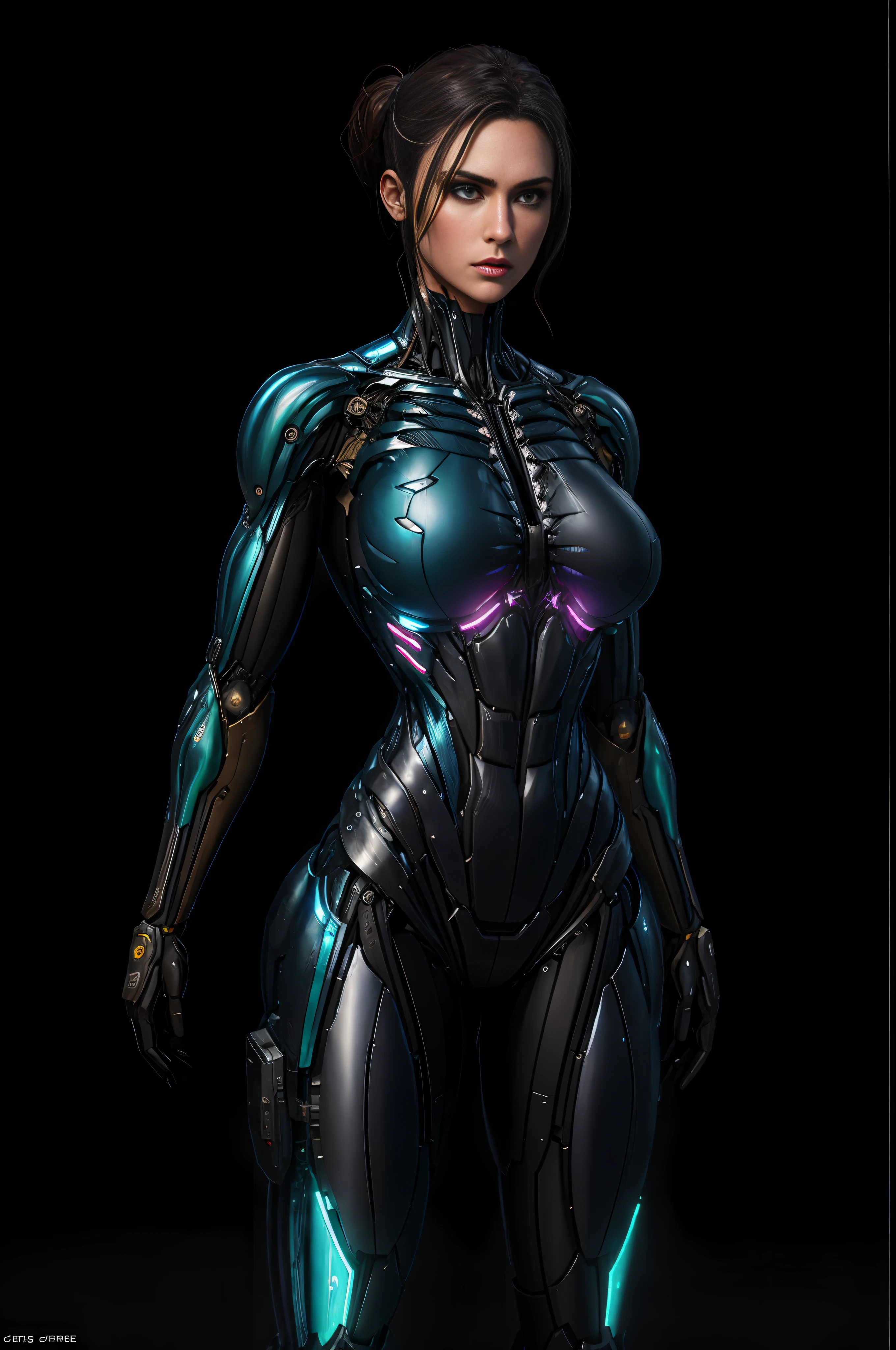 RAW, 1girl, colorful, full body shot, holographic nanosuit, fight scene, in combat, armed assault, effortless, fighting, muzzle flash, (masterpiece, best quality), (detailed skin:1.3, detailed face:1.3), dslr, realistic, looking at viewer, sharp focus, delicate, soft colors, cinematic lighting, lean girl, large breasts:1.4, dark background, citiscape in the background, bokeh