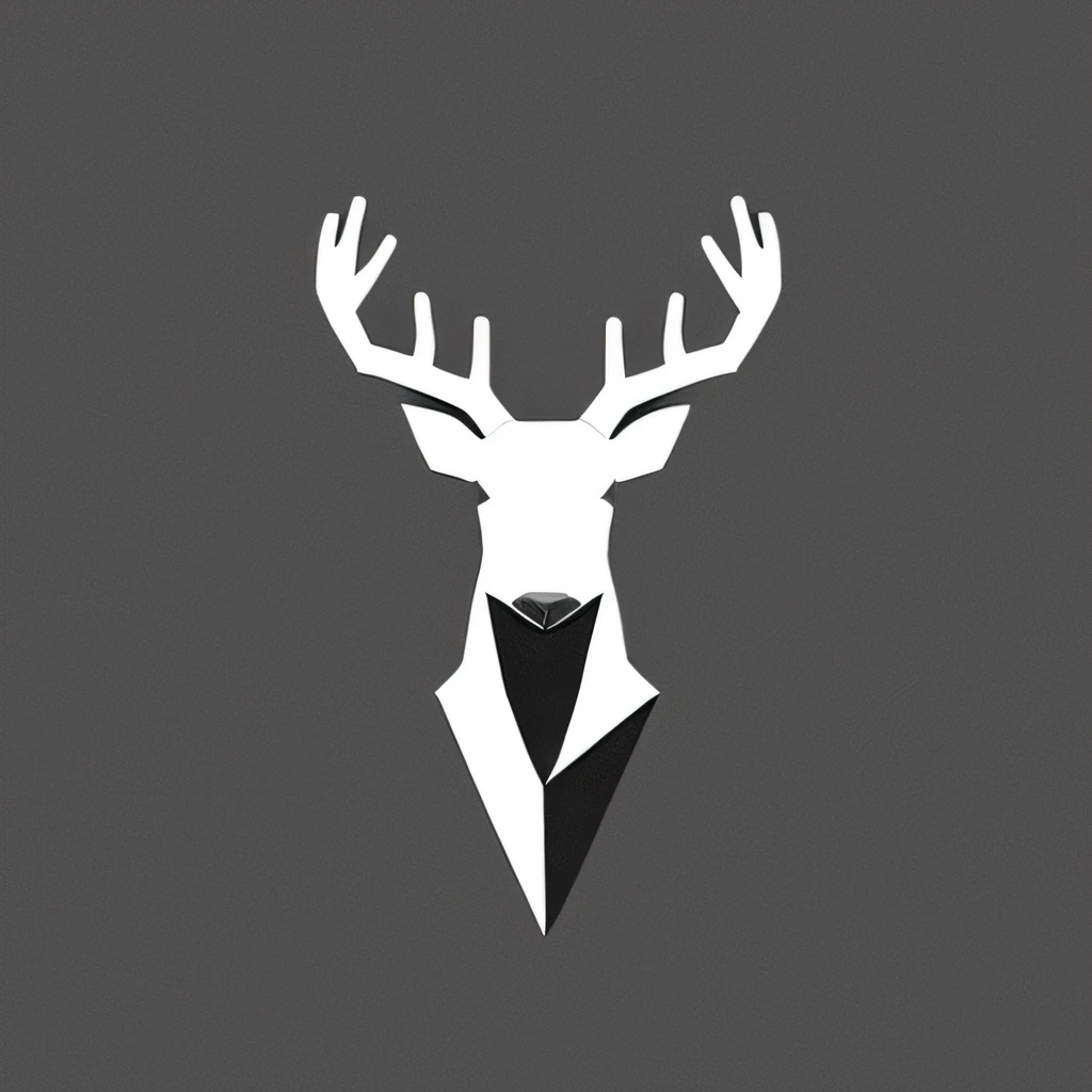 logo of a deer, looking at meteor falling from the sky, minimalistic, crisp, low-poly, detailed, monochrome