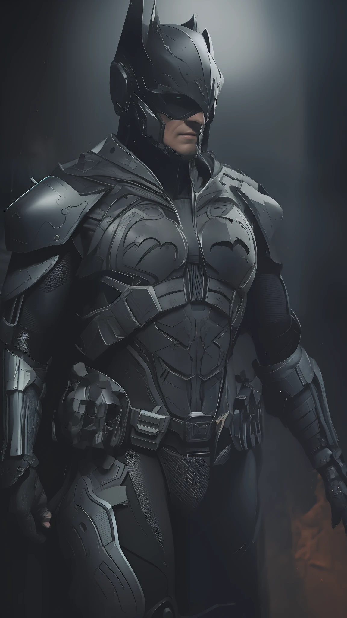 3d render of a highly detailed [Batman|Cyborg] wearing cybernetics and intricate detail armor with armored plates, hdr, 8k, subsurface scattering, specular light, highres, octane render, ray traced