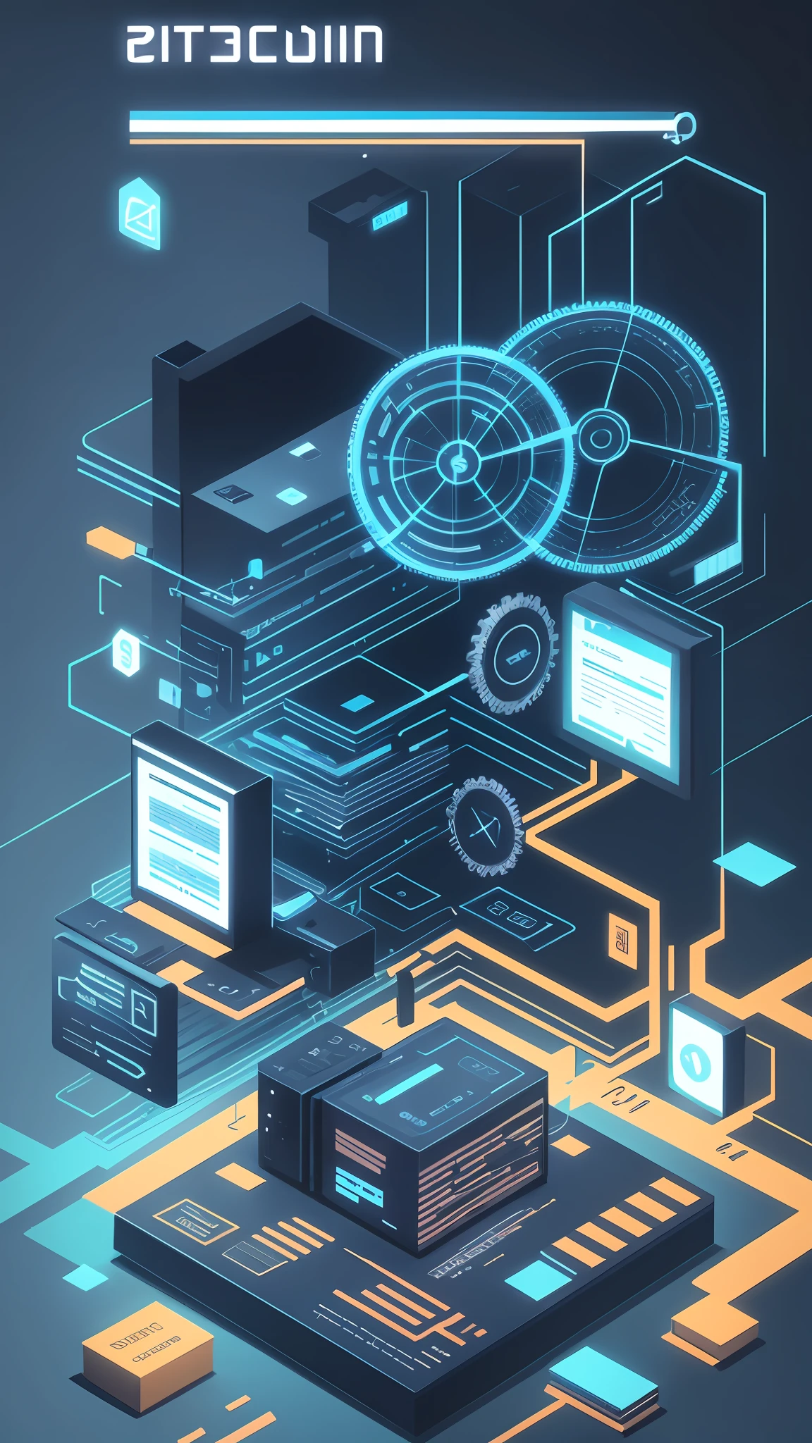 Blockchain, big data, sense of technology, cool technology style, poster