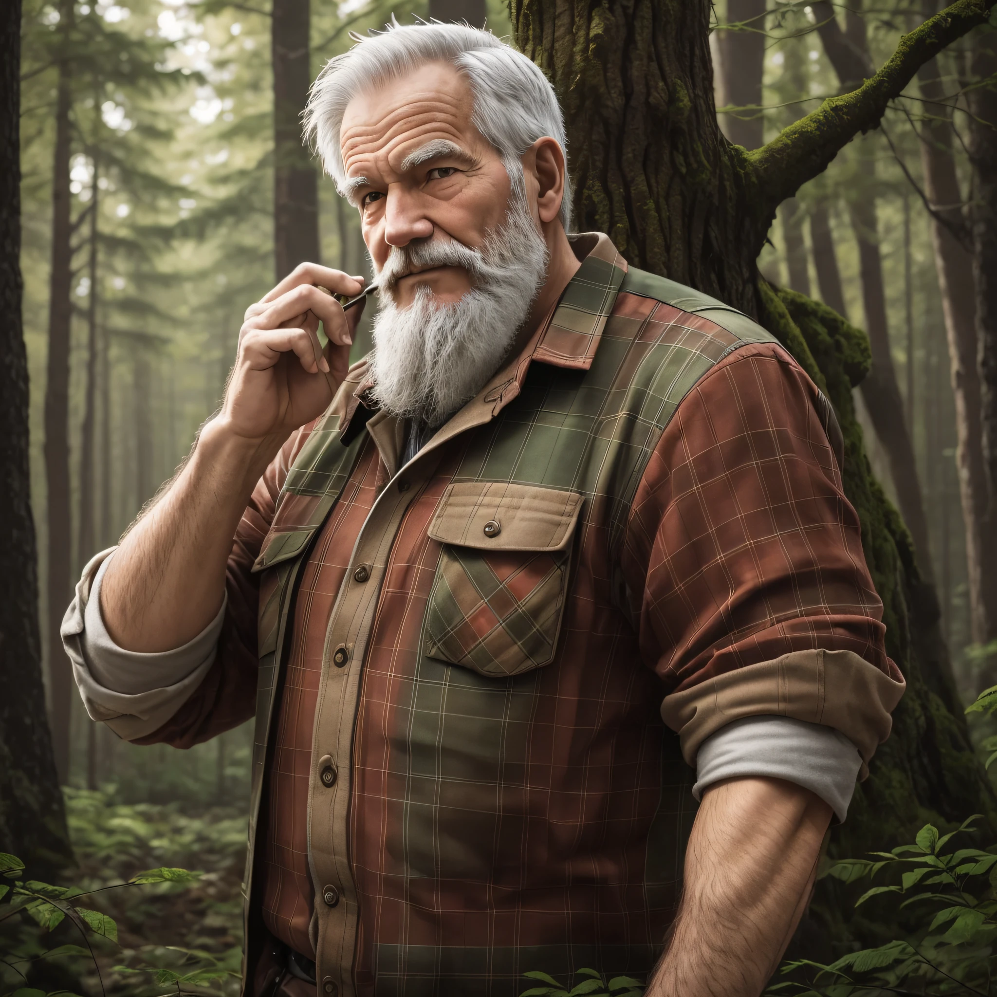 old man lumberjack, in a forest --auto --s2