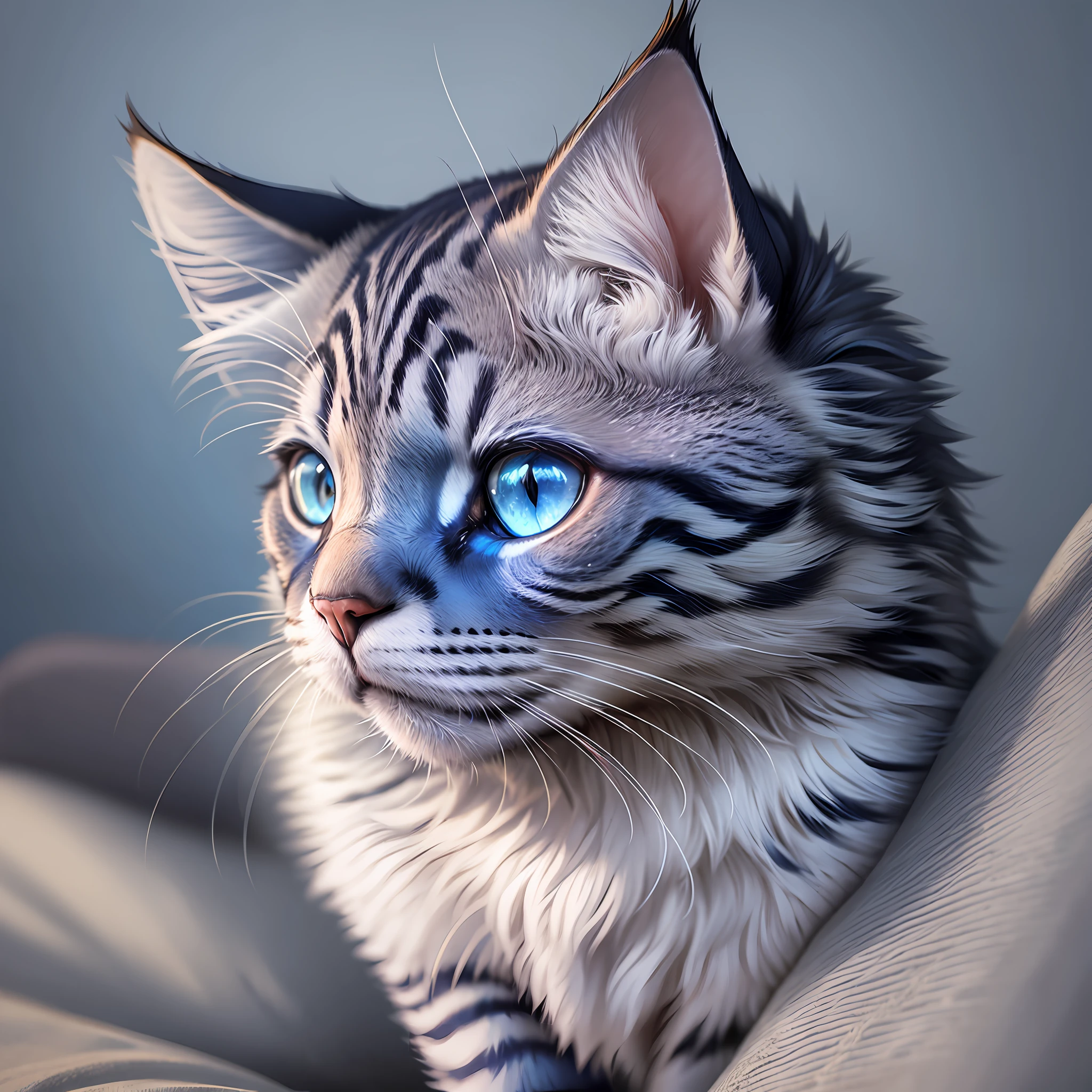 Cat, Blue, Realistic, 4K --auto --s2