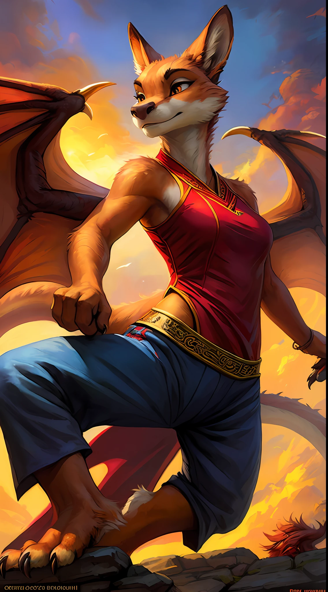 uploaded to e621, raw photo, realistic, anthro, detailed face, detailed fur, high resolution, beautiful and detailed portrait of portrait of a female anthro Dragon, Dragon, Dragon wings, Dragon horns, kenket, Ross Tran,ruan jia, uploaded to e621, zaush, foxovh, cenematic lighting, Chinese temple bl, small breast, whole body, beautiful, more combative face, solo, 1girl, kung fu clothes, fight pose