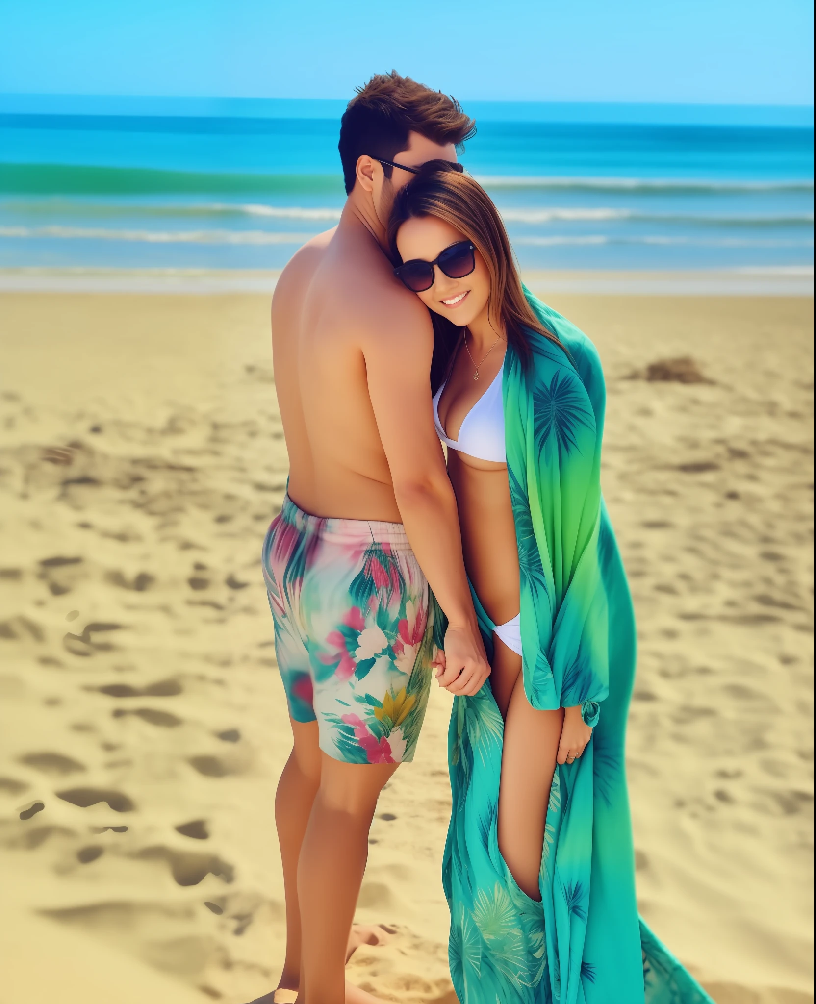 araffes on the beach with a towel on the back, posing on a beach with the sea, lovely couple, on the beach, beach photo, couple pose, on the beach, on a beach, posing on the beach, summer season, vacation photo, on a sunny beach, on the beach, on the sand, pr shoot, photoshoot, on the beach with more details