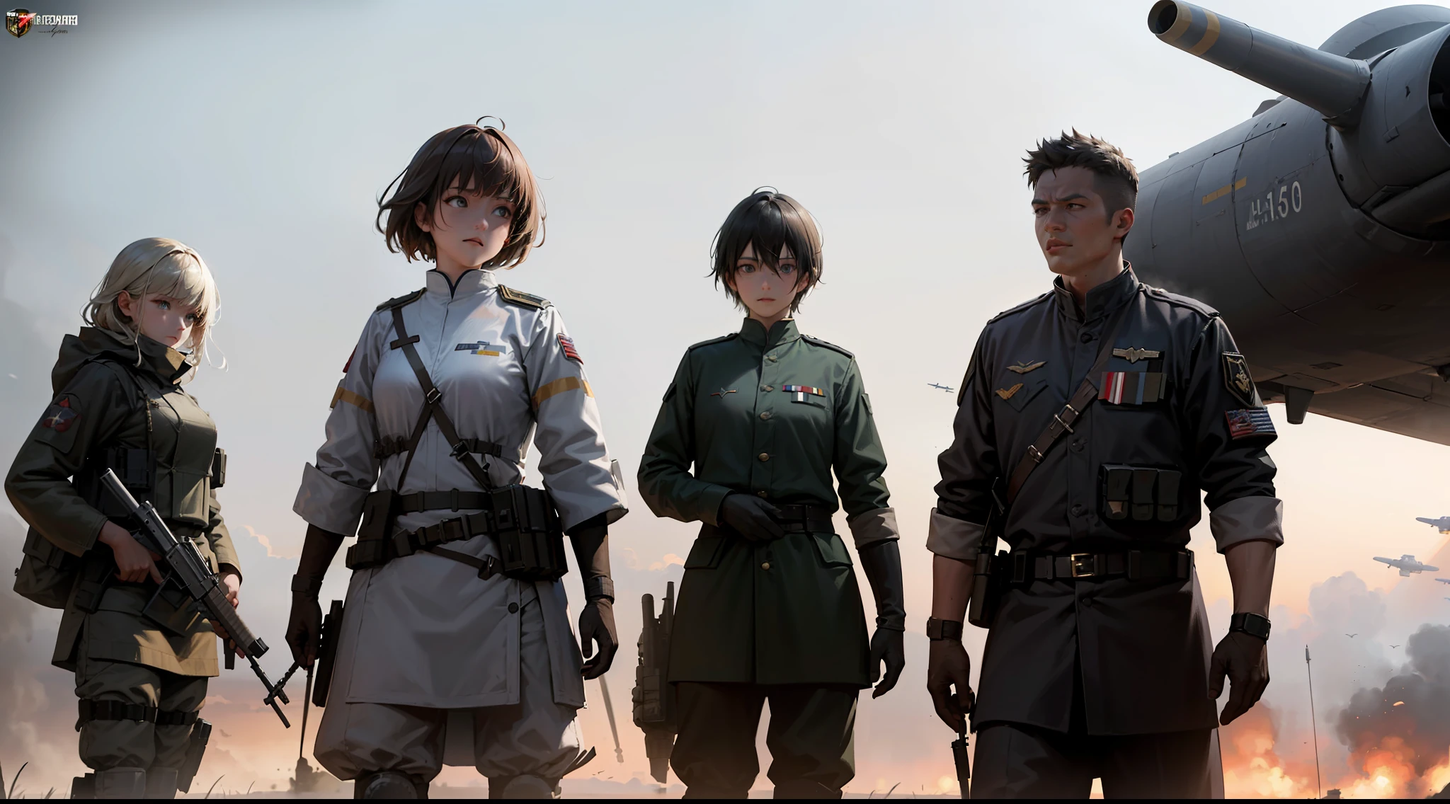 Realistic Details,War Scenes,(Science Fiction: 1.5),Sci-fi,Mercenary Costumes,No People,War,Bombs,Grasslands,Air Warfare,Sky,Air Operations,Fighter Aircraft,Ballistic Missiles,(Combat in War:1.3)
