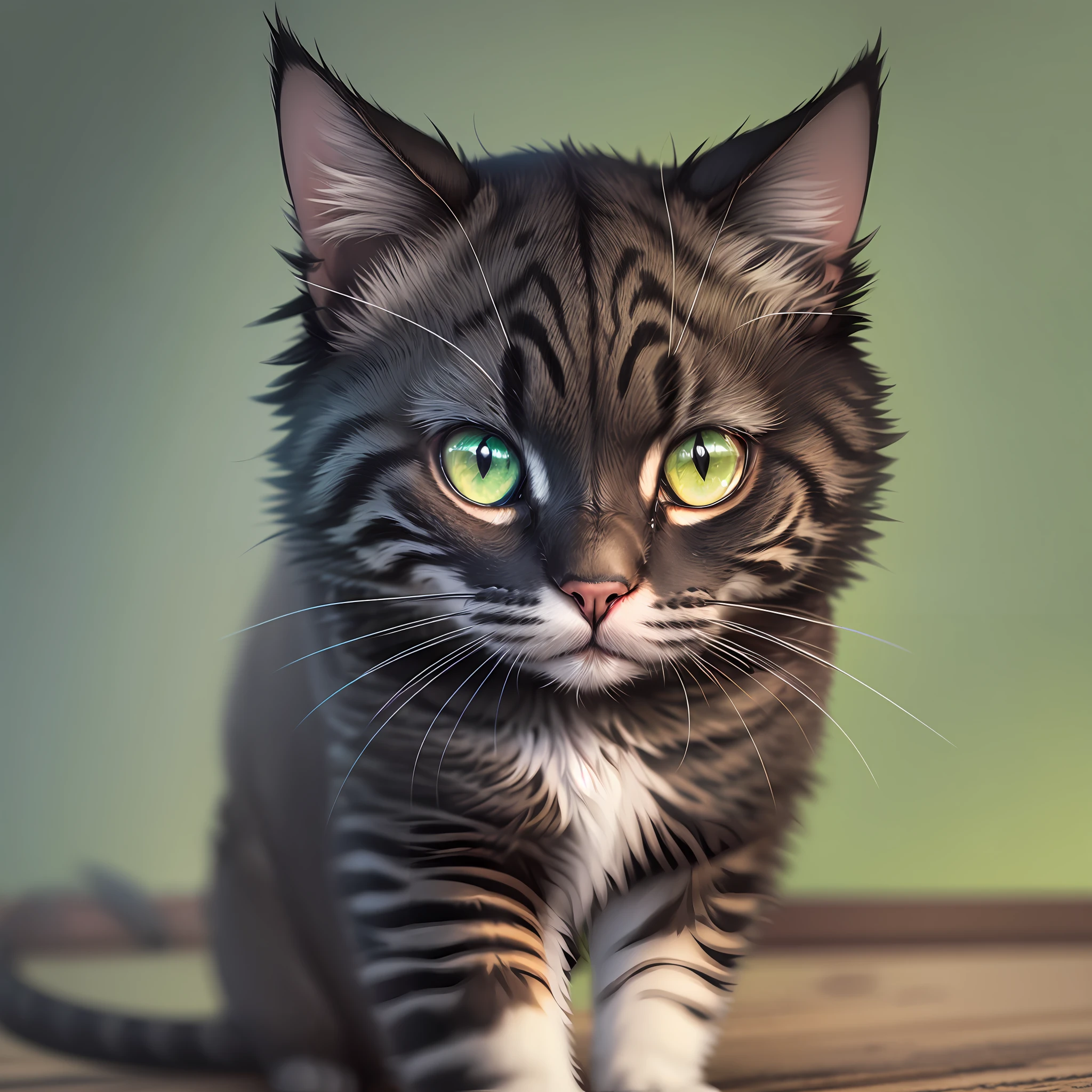 cat, black, green eye, realistic --auto --s2