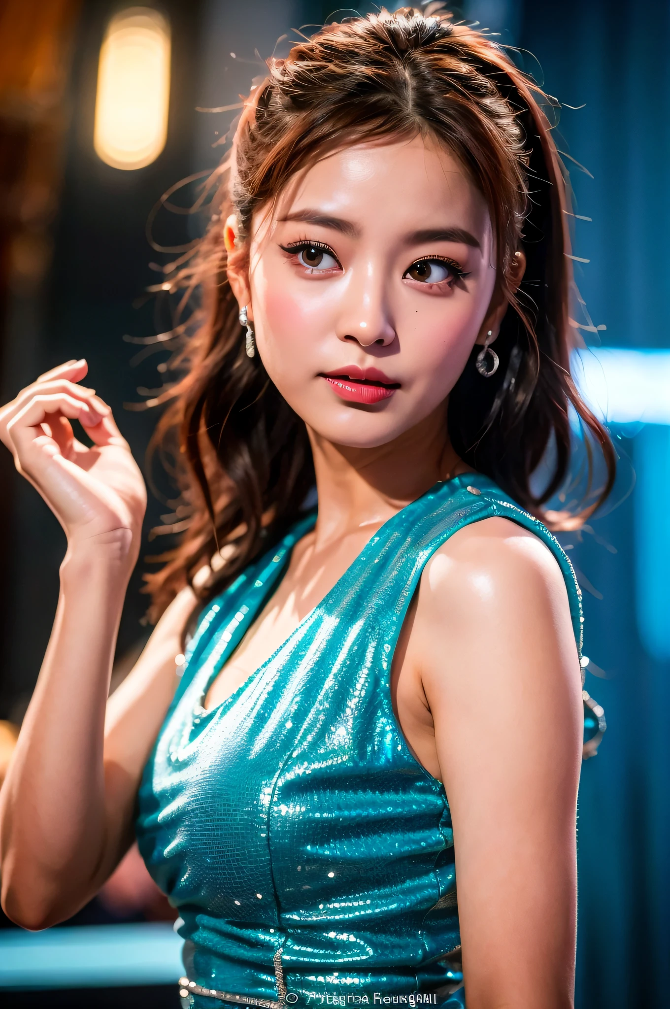 araffed asian woman in a blue dress posing for a picture, 8k artgerm bokeh, beautiful south korean woman, gorgeous young korean woman, beautiful young korean woman, tzuyu from twice, yanjun chengt, hwang se - on, korean girl, portrait of female korean idol, heonhwa choe, lalisa manobal