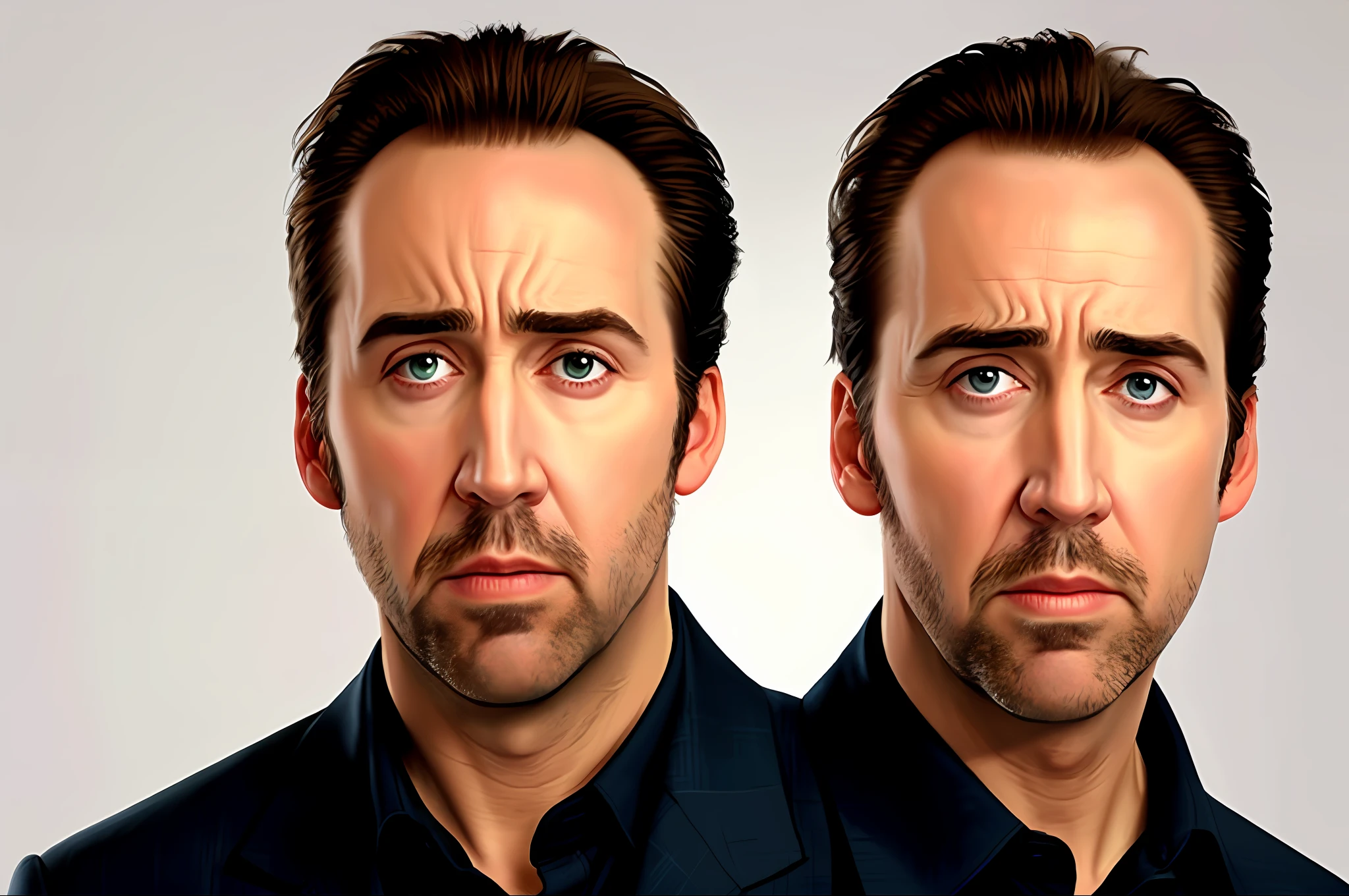 Nicholas Cage confused, with an expression of doubt, with doubt. only one person