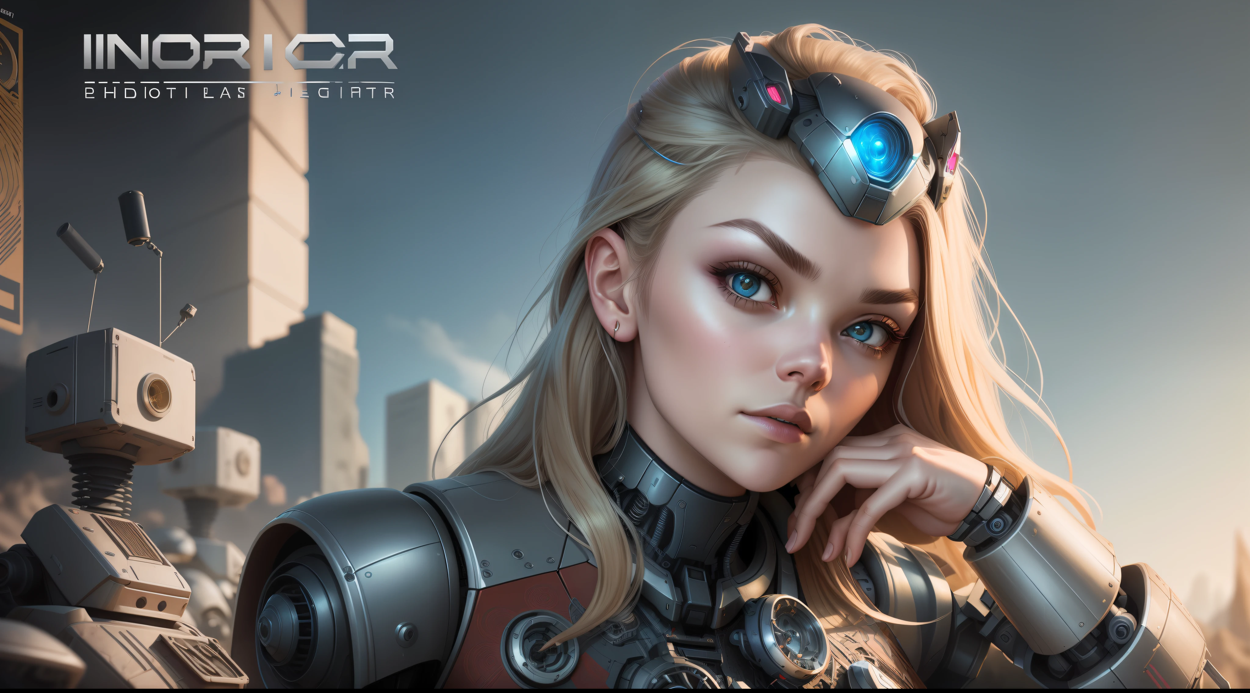 Natalie Dormer, full body potrait of a photorealistic beautiful woman, ((unfinished robot with missing parts)), (cybernetic android), Yosemite background, ((Geof Darrow inspired art)), intense coloration fantasy, light hair, a stunning realistic photograph 20 years , random colored hair, random color eyes, full body, cover, hyperdetailed painting, luminism, octane render, Bar lighting, complex, 8k resolution, fractal isometrics details, photorealistic face, hypereallistic cover photo awesome full color,