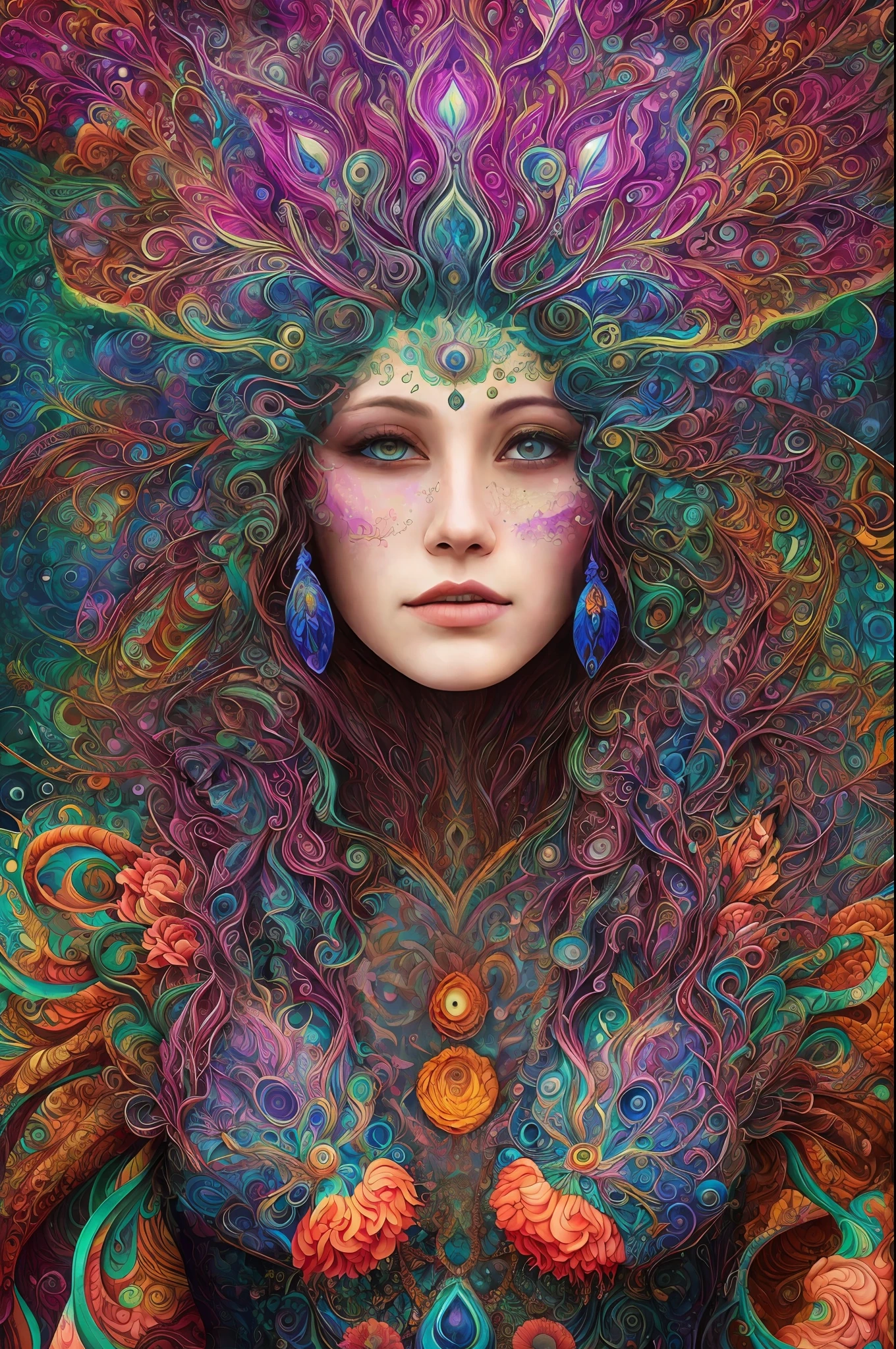 Psychedelic, Intricate, Hyper Detailed, Artistic, Nature Woman Turning into a Cosmic Ashes —1:1