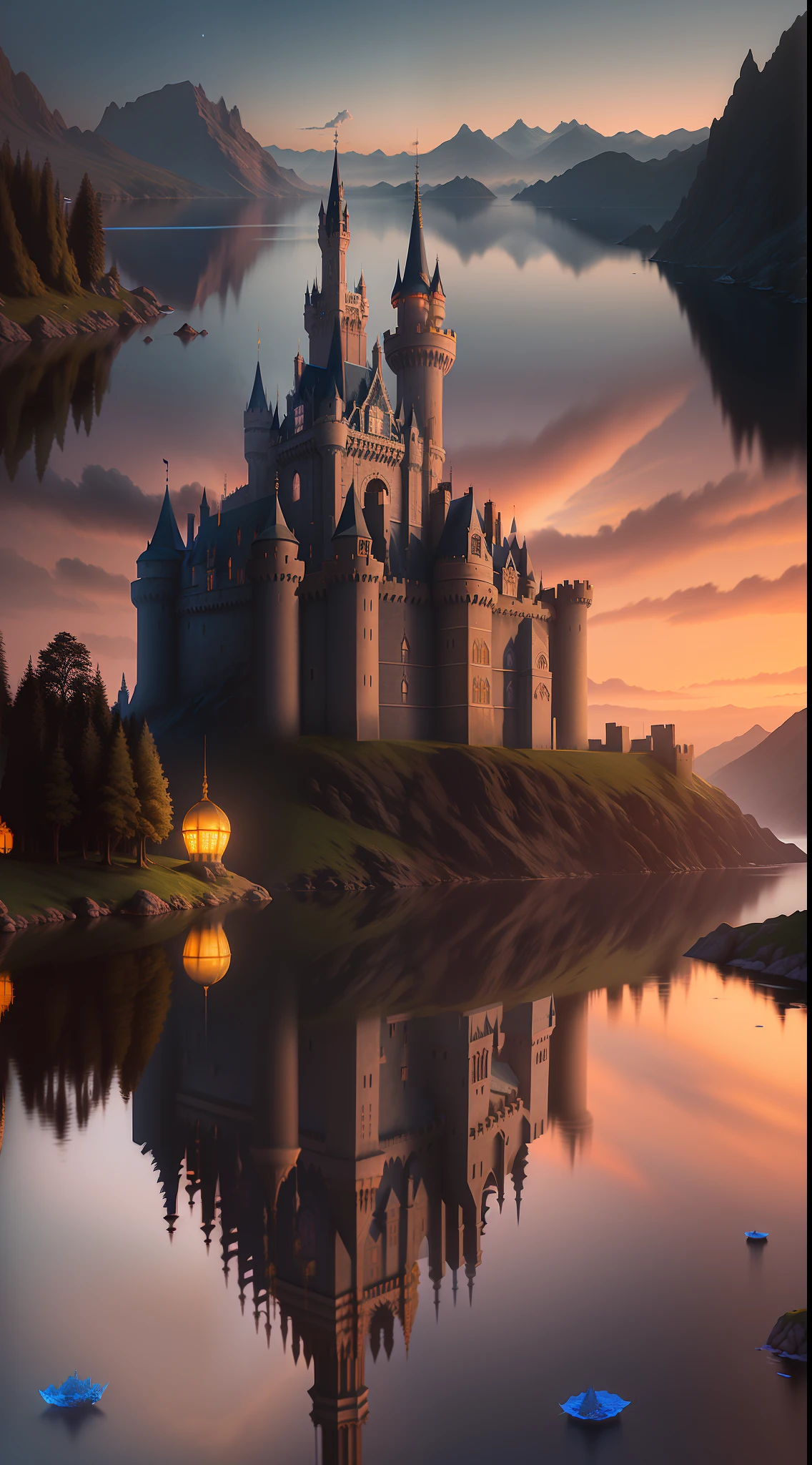 there is a castle with a clock on the top of it, beautiful castle, magical castle, fantasy castle, beautiful render of a fairytale, photorealistic disney, high quality matte painting, epic castle with tall spires, dreamy matte painting, highly detailed matte painting, castle background, 4k highly detailed digital art, matte painting in fantasy style, dark pastel castle background