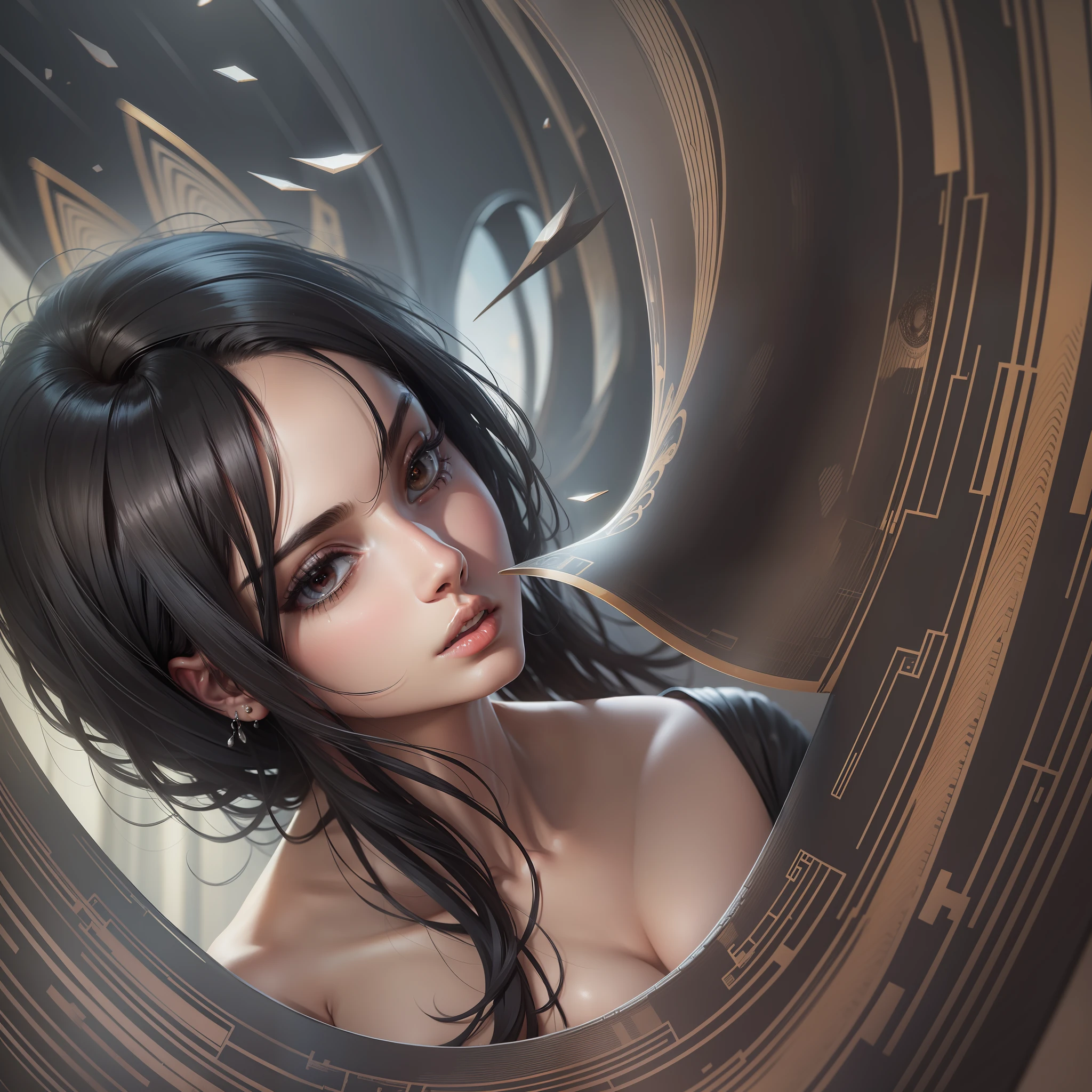 black hair, sexy, Surrealism, 8k, super detail