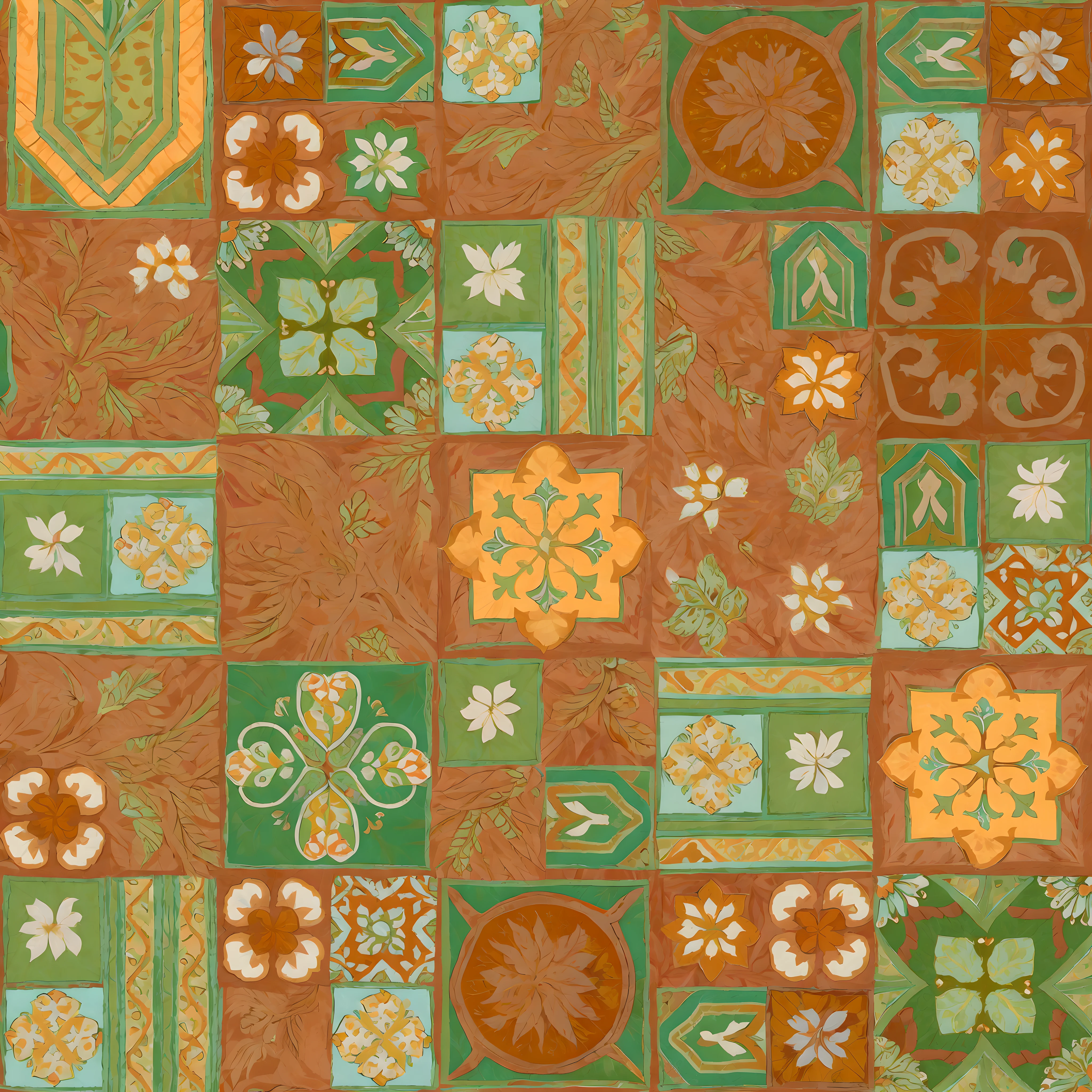 a colorful tile pattern with different colors and designs, delicate patterned, tiled, nordic pastel colors, wallpaper pattern, azulejo, tiles, patterned background, patterned tilework, background pastel, mosaic style, cozy calm! fabrics textiles, patchwork, pastel', by Anita Malfatti, by Margo Hoff, damask patern, repeating pattern, paisley