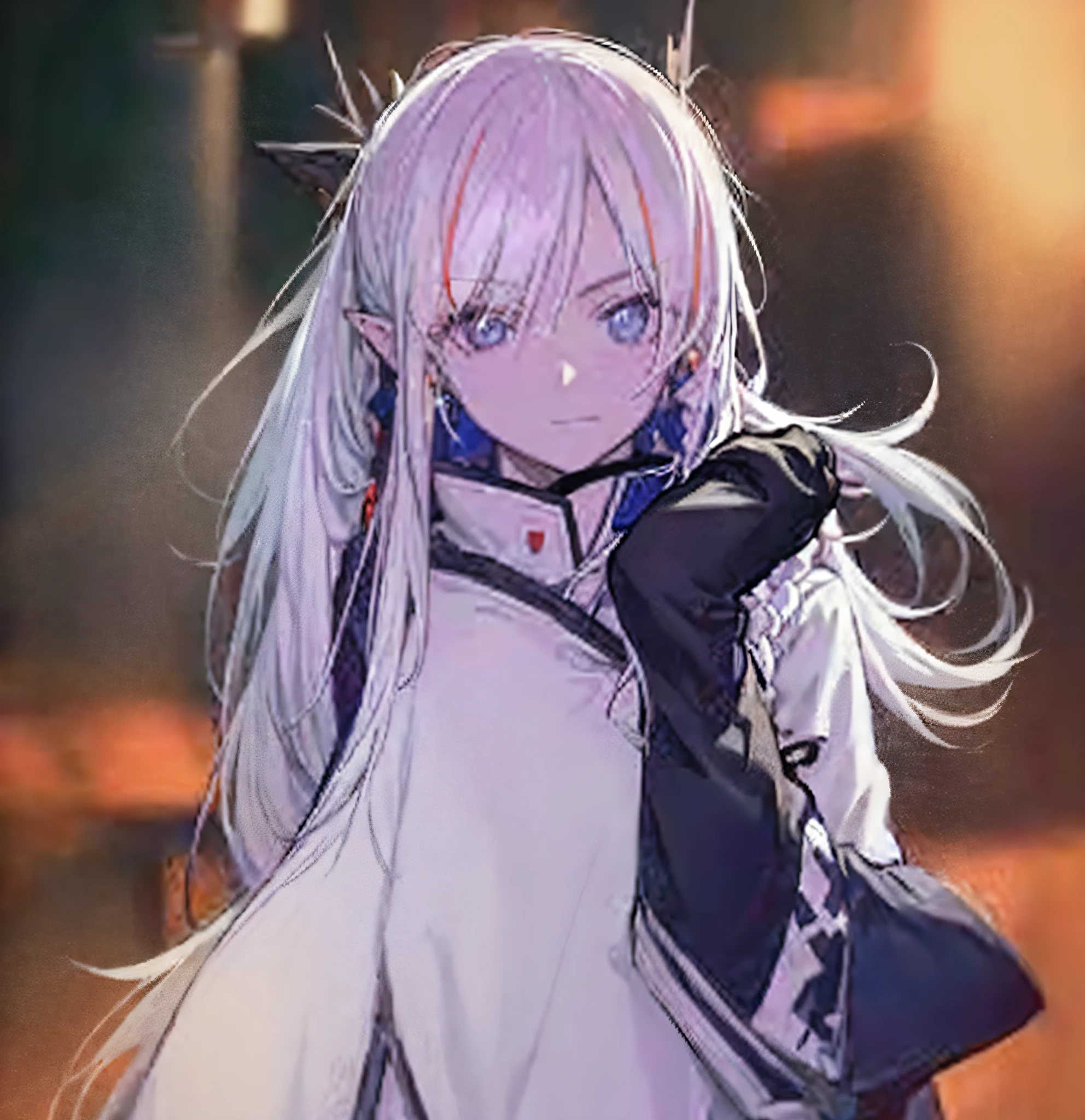 anime girl with long white hair and blue eyes in a black jacket, female protagonist 👀 :8, pin on anime, best anime 4k konachan wallpaper, anime style like fate/stay night, perfect white haired girl, “anime girl, white haired, ”beautiful anime woman, white-haired, young anime girl, girl with short white hair