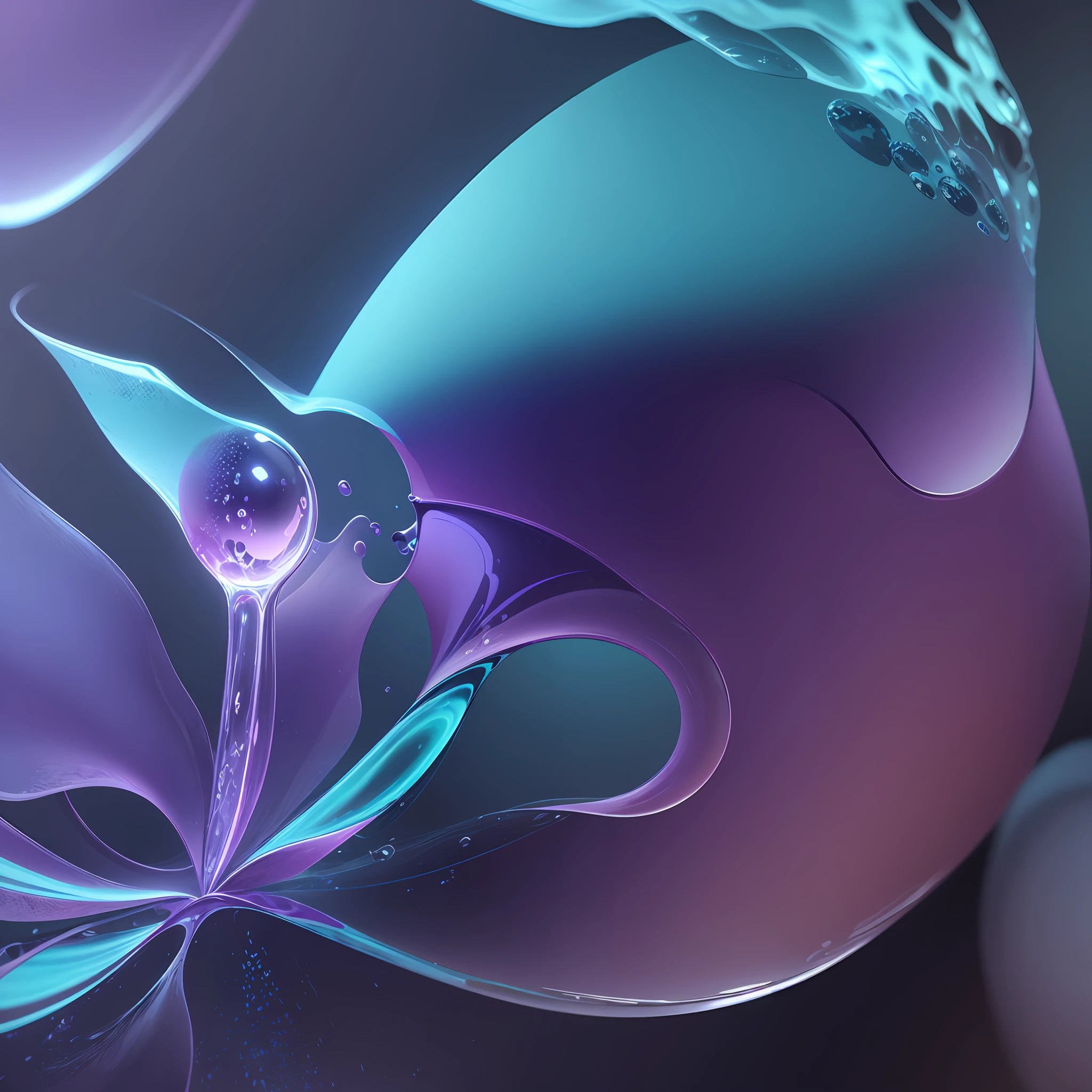 Computer Volumetric Realistic Graphics, Realistic Fantasy, Extensive Landscape Ultrasound Photography (General View Showing Glass, Blueberry, Berry,), Blurred Background, Warm, Turquoise, Purple Background, Magic --auto --s2