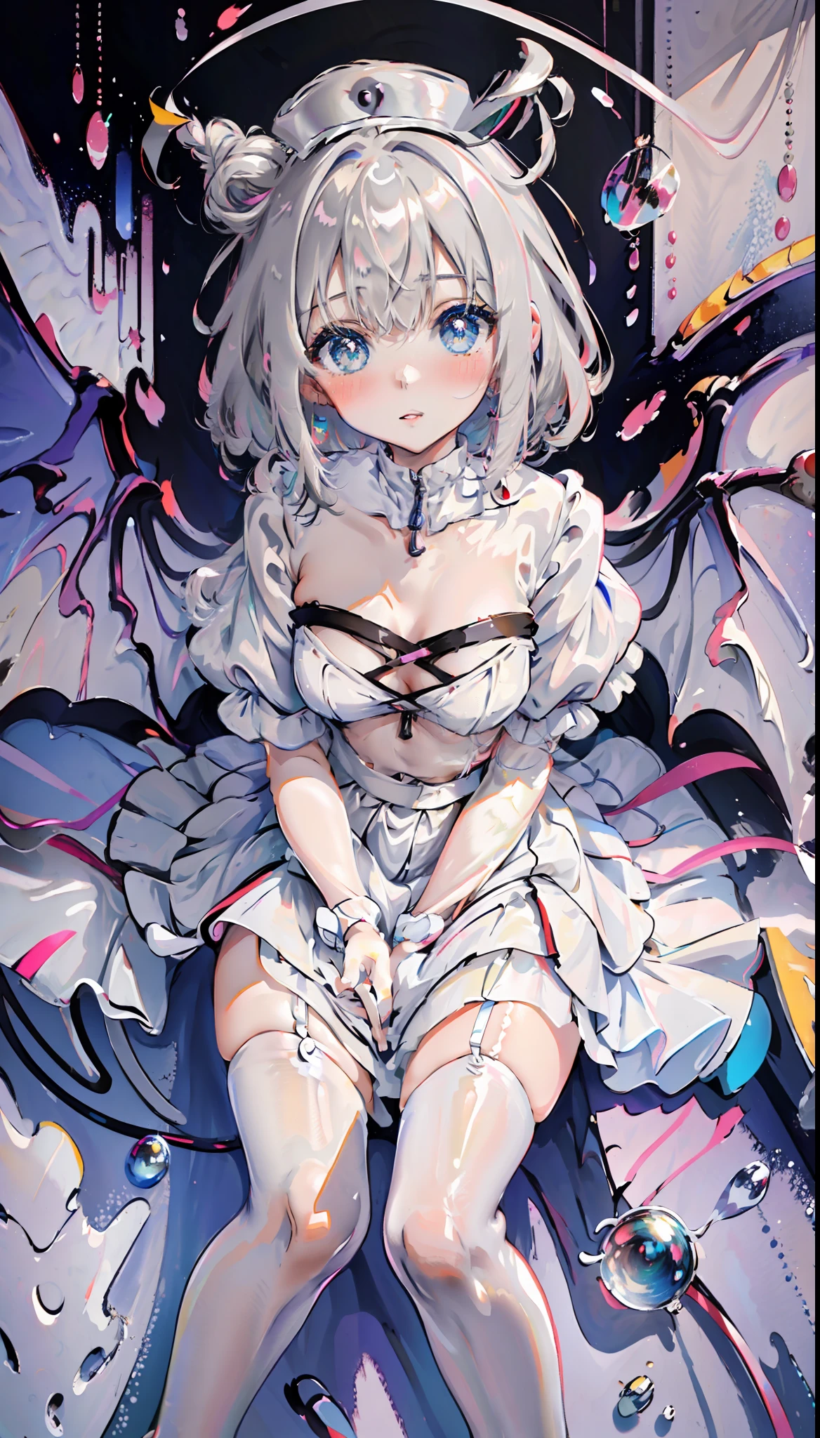 (masterpiece, high quality, high resolution, highest quality),
break
blurry background, (colorful: 0.7), (eye focus: 1.2), viewer, upper_body, fisheye, (indoor: 1.1), cute, warm light, cute cat ears,
break
1 , standing, solo, ^^, (leaning_forward: 1.1), arms_behind_back, (wide-eyed: 1.1), head_tilt, bare shoulders, small breasts, long eyelashes, collarbone, (blush: 0.95),
break
Shiny skin, shiny hair, (bright pupil: 1.1), curious, detailed eyes, hair ornament, long hair, double-sided upward hair, white hair, skirt, shiny eyes, 【Best Quality】Girl Single Beast Ears Rabbit Barefoot Above Knee Dress Sitting Rabbit Ears Short Sleeve ViewerWatcher Migranate Short Hair Smile White Hair Fluffy Sleeves Outdoor Puffy Short Sleeves Bangs Ground Full Body Animal White Clothes Sunlight Sunlight Sunlight Brown Mottled Sunshine Sunshine
