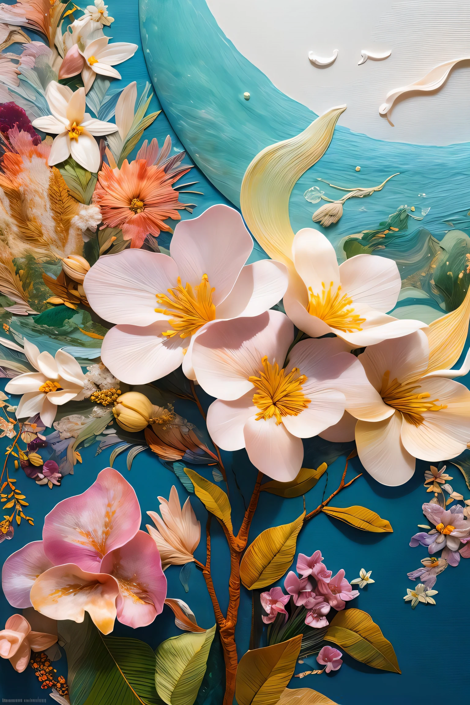 Best quality, masterpiece, ultra high res, (photo realistic:1.4), surrealism, dream-like,
Stephanotis blossom, ((abstract art)),
Embroidery,