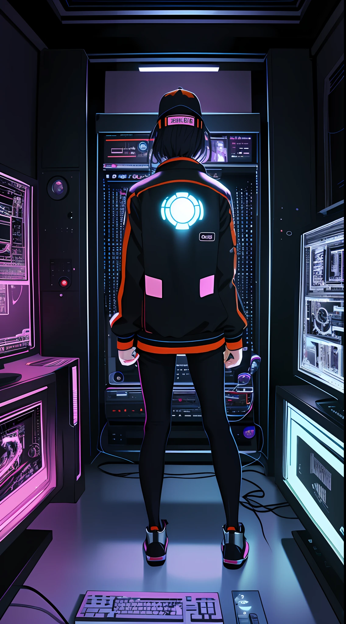 (Masterpiece), (Best Illustration), (No Human), Anime Background, Game Bedroom, TV with Mainframe Computer, Ring Lighting, Edge Lighting, (Very Detailed CG Unity 8k Wallpaper), (Masterpiece), (Best Quality), (Vaporwave Style), (Ultra Detailed), (Best Illustration), (Best Shadow), Perfect Lighting, Perfect Anatomy, Orange Color,