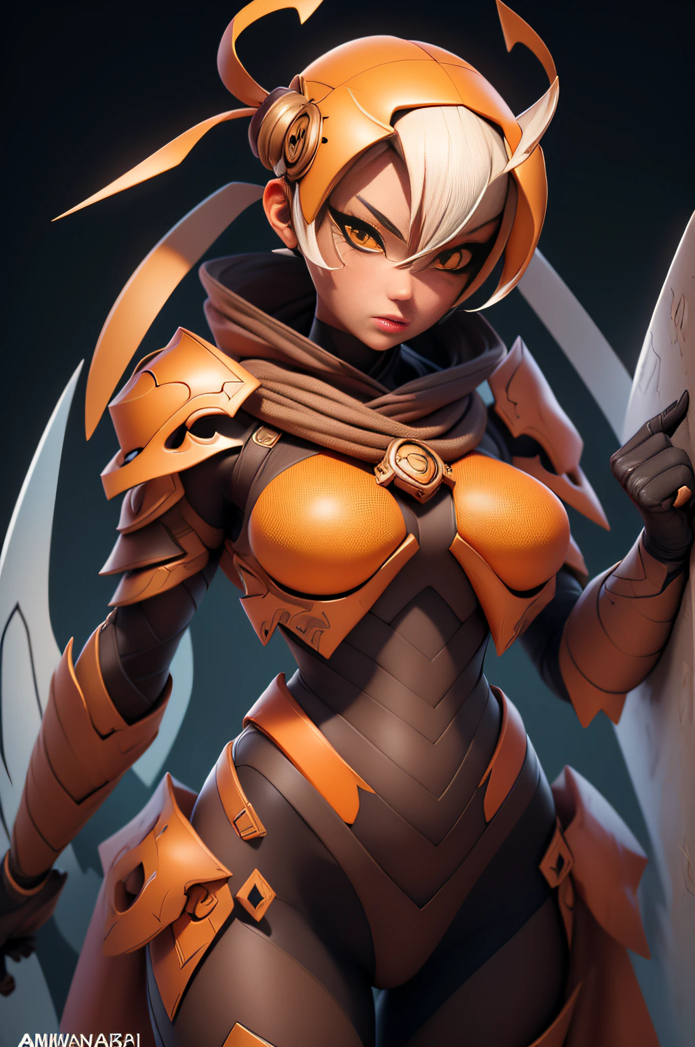 [Detailed illustrations, art based on extremely ideal anatomy, very detailed and detailed drawings, delicate lines with slow and urgent, realistic texture expression],(((Color tressed lines)),(Artwork with outstanding craftsmanship),(Shinjuku background at night),[(HENTAI ANIME) NINJAGirl Japanese Beauty 15 years old Petite and muscular ((slender)) Short bob cut] ,((Hornet) Orange Ninja Battle Armor) Scarf (Stole) (Fitting Rubber Inner) Honeycomb (Edge) ((Hair ornament)))) (Dull metallic luster),Gravure (((KUNOICHI))),((Fine and beautiful skin expression (transparency)))),(Perfect and beautiful face,Realistic face details),(Perfect eye (Realistic pupil details ( Beautiful iris drawn in detail) (sharp pupils))),(Perfectly proportioned proportions)),(Design built to a high level,((Advanced structural understanding)),Ideal color coordination),((Complex decoration (Ultra-dense detail))),(Detail,High definition),[Ultra-precision detail,HighQuality,High Resolution,(Multilayer texture))],(( Accurate simulation of the interaction between light and material, understanding of air flow, mechanically correct expression))), ((visual art with a sense of narrative)).