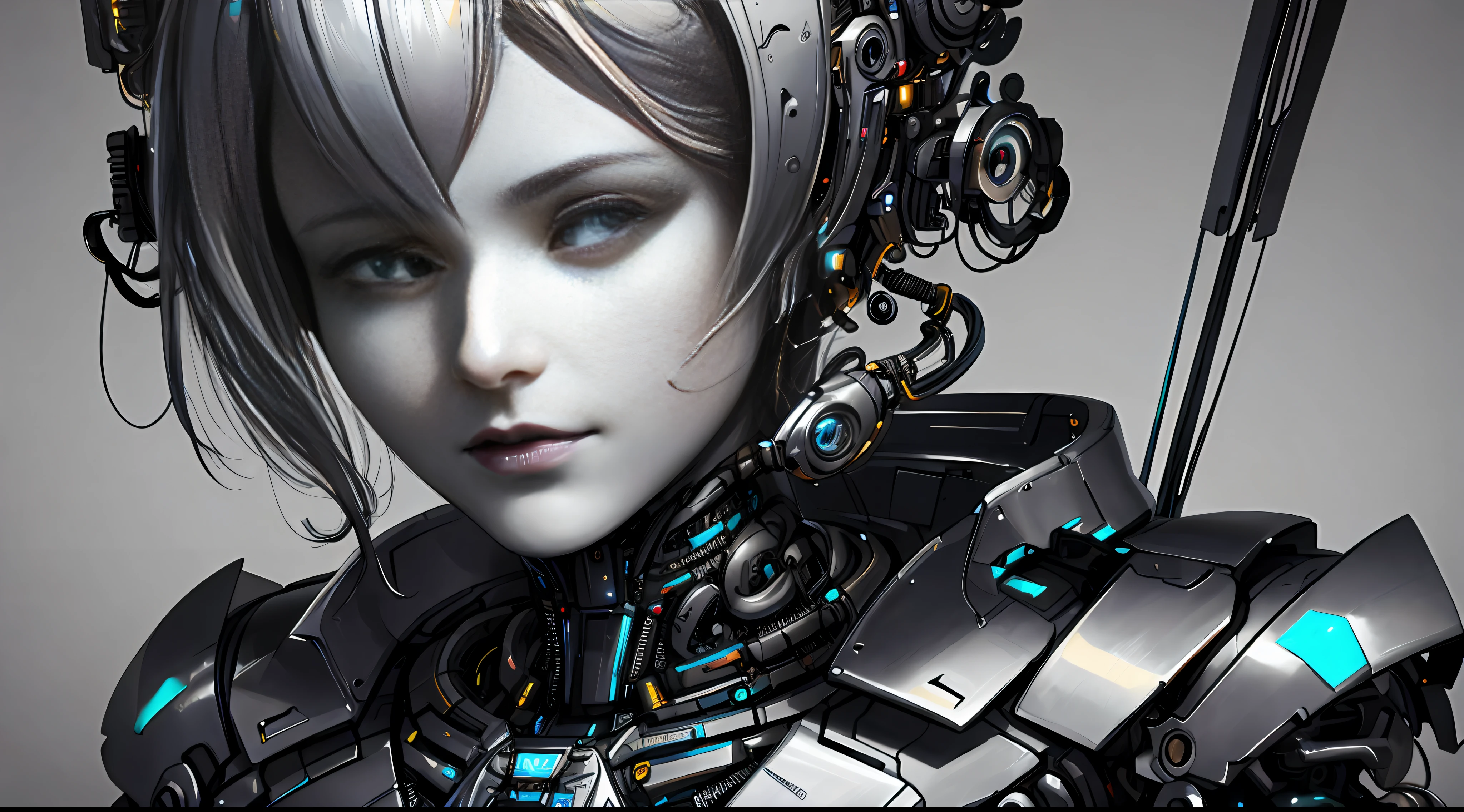 ultra detailed complex 3d rendering of a gorgeous porcelain profile android face, cyborg, robotic parts, 150 mm, beautiful soft studio light, rim light, vibrant details, luxurious cyberpunk, lace, hyper-realistic, anatomical, facial muscles, electrical cables, microchip, elegant, beautiful background, octane rendering, HR Giger style, 8k, best quality, masterpiece, illustration, extremely delicate and beautiful, extremely detailed, CG, unit, wallpaper, (realistic, photorealistic: 1.37), amazing, finely detailed, masterpiece, best quality, official art, 8k unit wallpaper CG extremely detailed, absurd, incredibly absurd, robot, silver helmet,