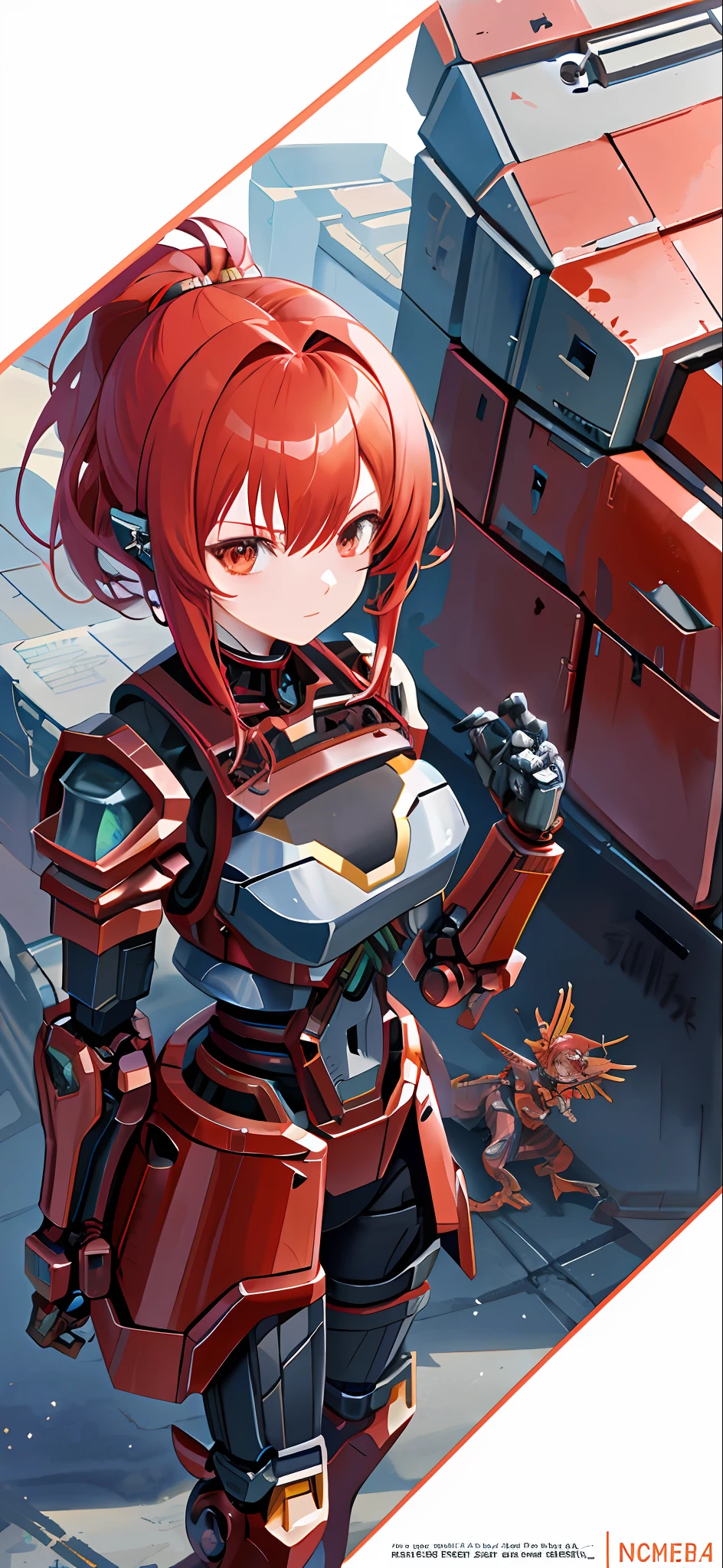 anime character with red hair and armor posing on a large dragon, biomechanical oppai, armor girl, mechanized valkyrie girl, girl in mecha cyber armor, female mecha, best anime 4k konachan wallpaper, robot mecha female dragon head, badass anime 8 k, cyberpunk anime girl mech, cushart krenz