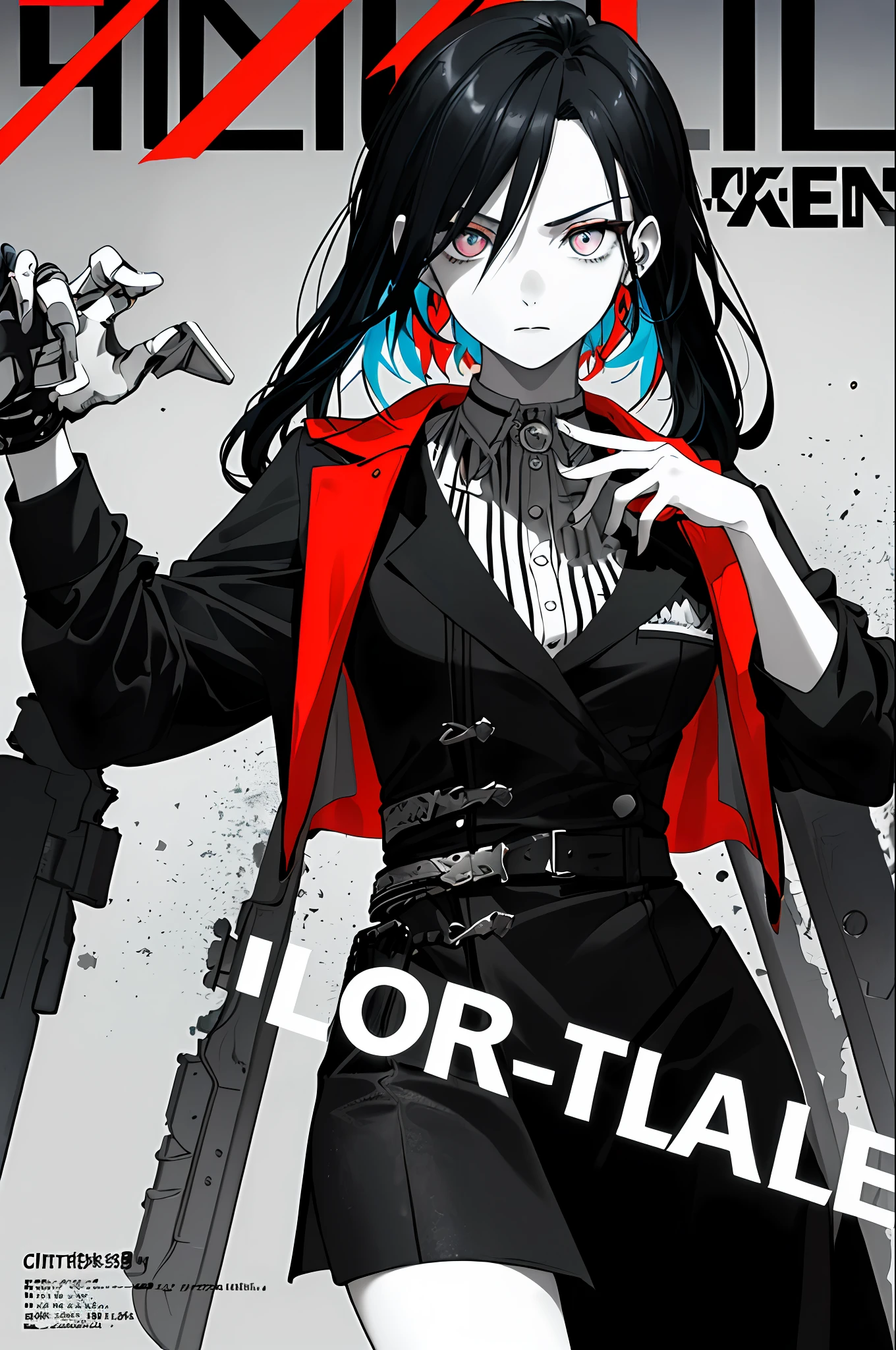 ((((dramatic))), (((gritty))), (((intense))) film poster featuring a young woman as the central character. She stands confidently in the center of the poster, wearing a stylish and edgy outfit, with a determined expression on her face. The background is dark and gritty, with a sense of danger and intensity. The text is bold and attention-grabbing, with a catchy tagline that adds to the overall feeling of drama and excitement. The color palette is mainly dark with splashes of vibrant colors, giving the poster a dynamic and visually striking appearance,tachi-e
(magazine:1.3), (cover-style:1.3), fashionable, woman, vibrant, outfit, posing, front, colorful, dynamic, background, elements, confident, expression, holding, statement, accessory, majestic, coiled, around, touch, scene, text, cover, bold, attention-grabbing, title, stylish, font, catchy, headline, larger, striking, modern, trendy, focus, fashion,