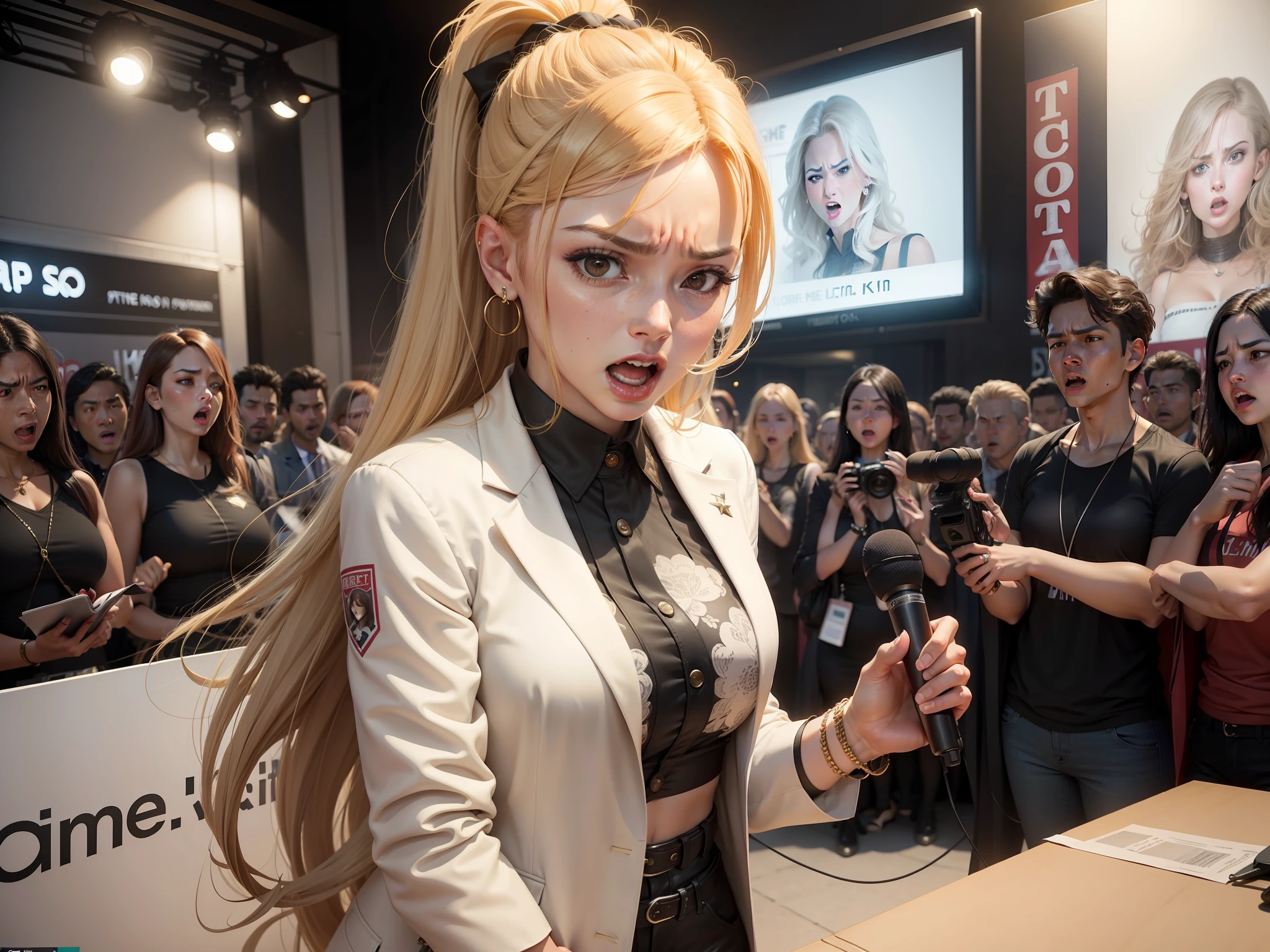 At the album release party of female stars, there were many reporters and their facial expressions were very angry