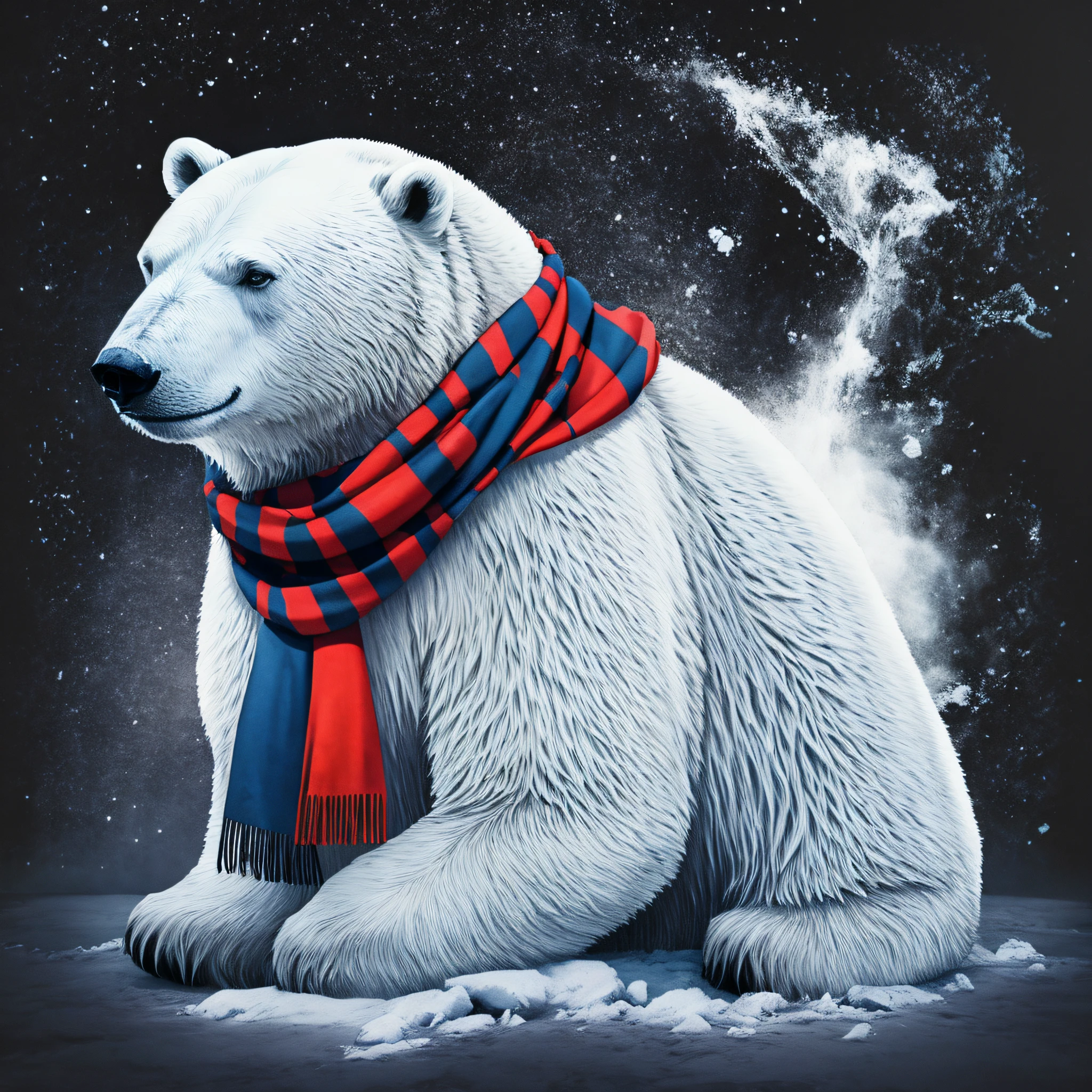 black background, scarf, polar bear, autocolor) --auto --s2