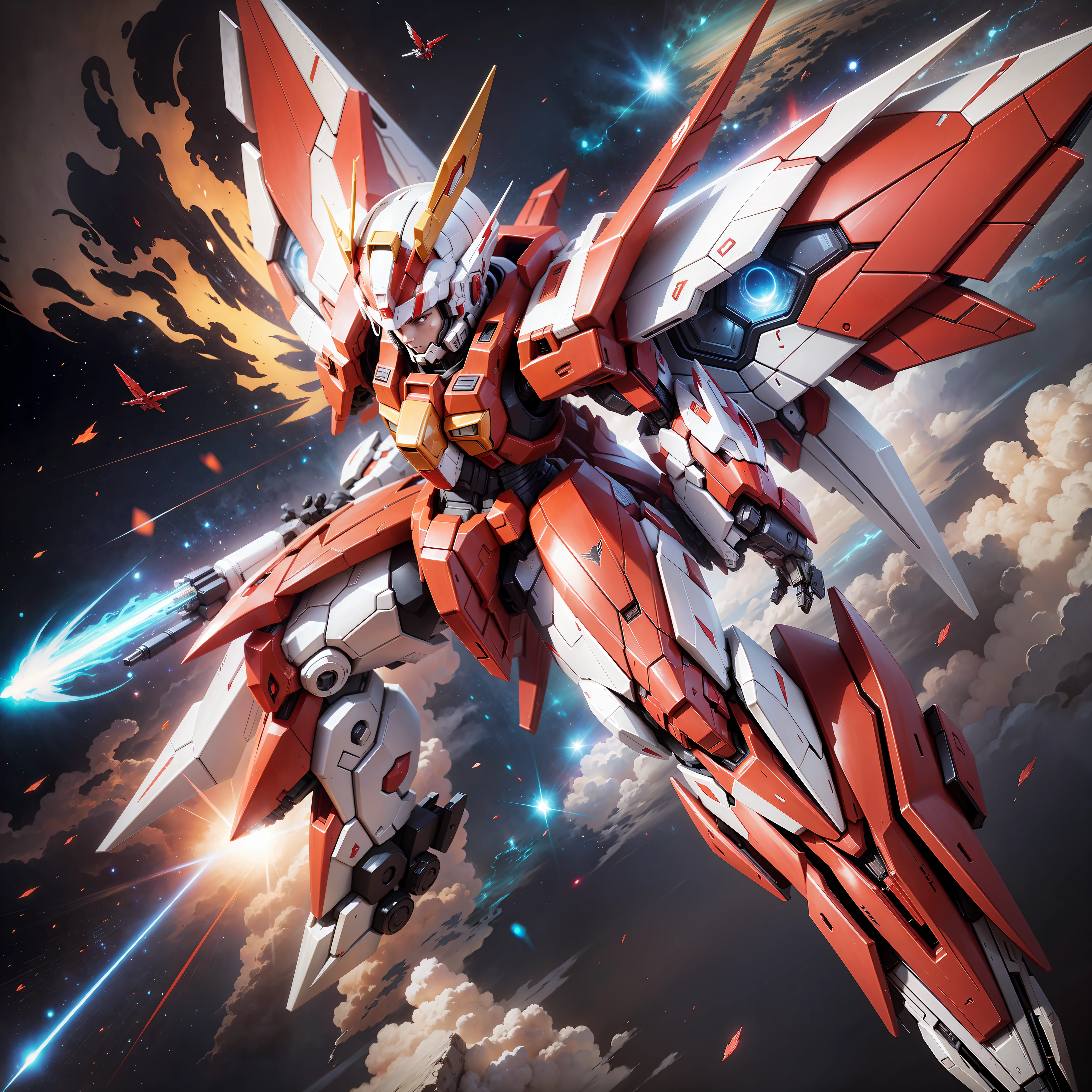 gundam astray red frame with wings, space --auto --s2