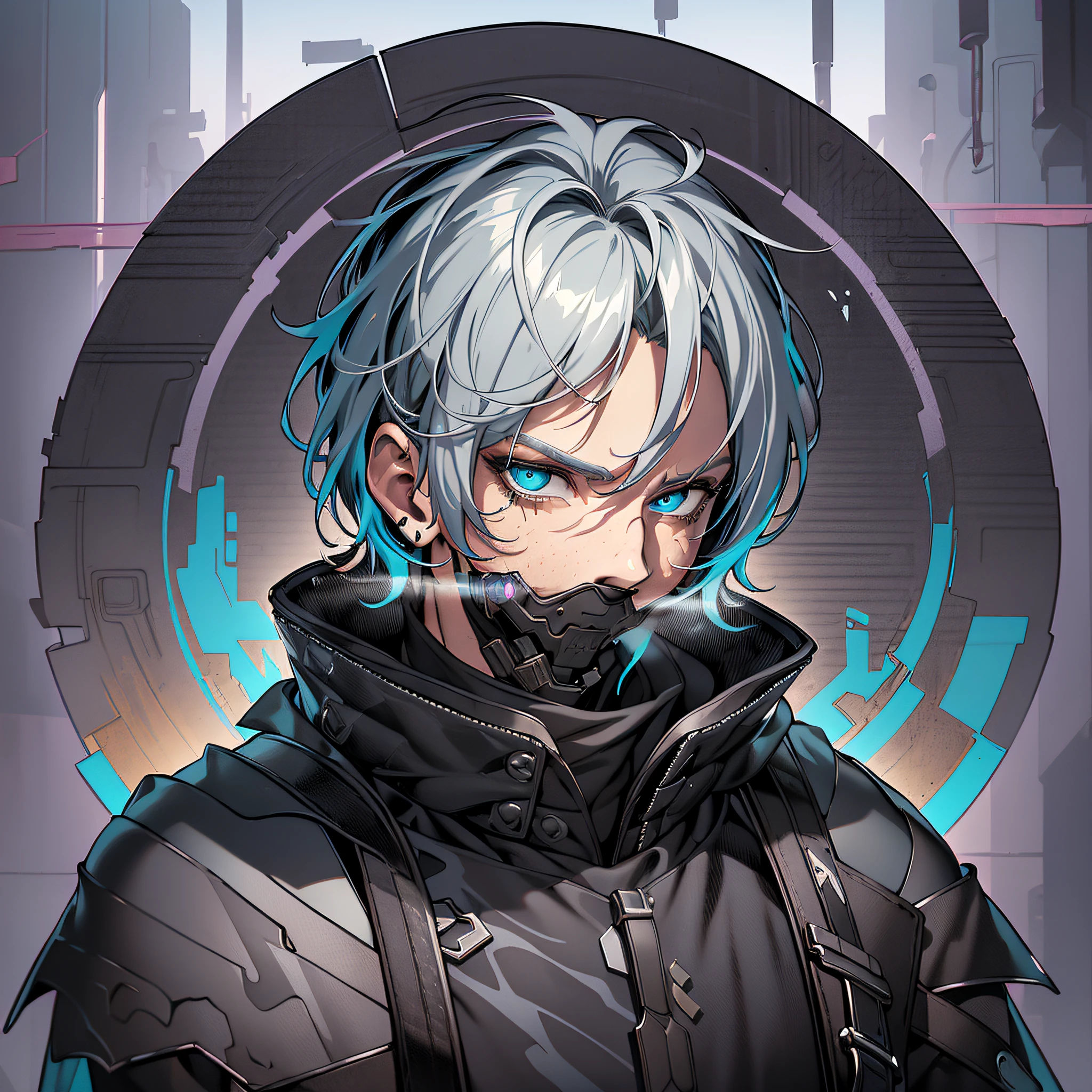 face image, male cyberpunk, fantasy world, dark background, clean design, epic instagram, artstation, colorful ink splashes, silhouette, hyper detailed intricate details, unreal engine, fantasy, intricate details, home screen, complementary colors, fantasy concept art, 8k resolution, deviantart masterpiece, oil painting, heavy strokes, ink drips, (isolated on white background: 1.3), rainbow skin, (((handsome young man))), ((teenager: 1.5) ), (bright blue eyes), (((clear eyes)), ((((short white hair: 1.1))), (((black clothes)), (prince\\(indifferent expression\\),(((Wears luxurious black tunic with high details)))), white hair, ice magic, --v 6
