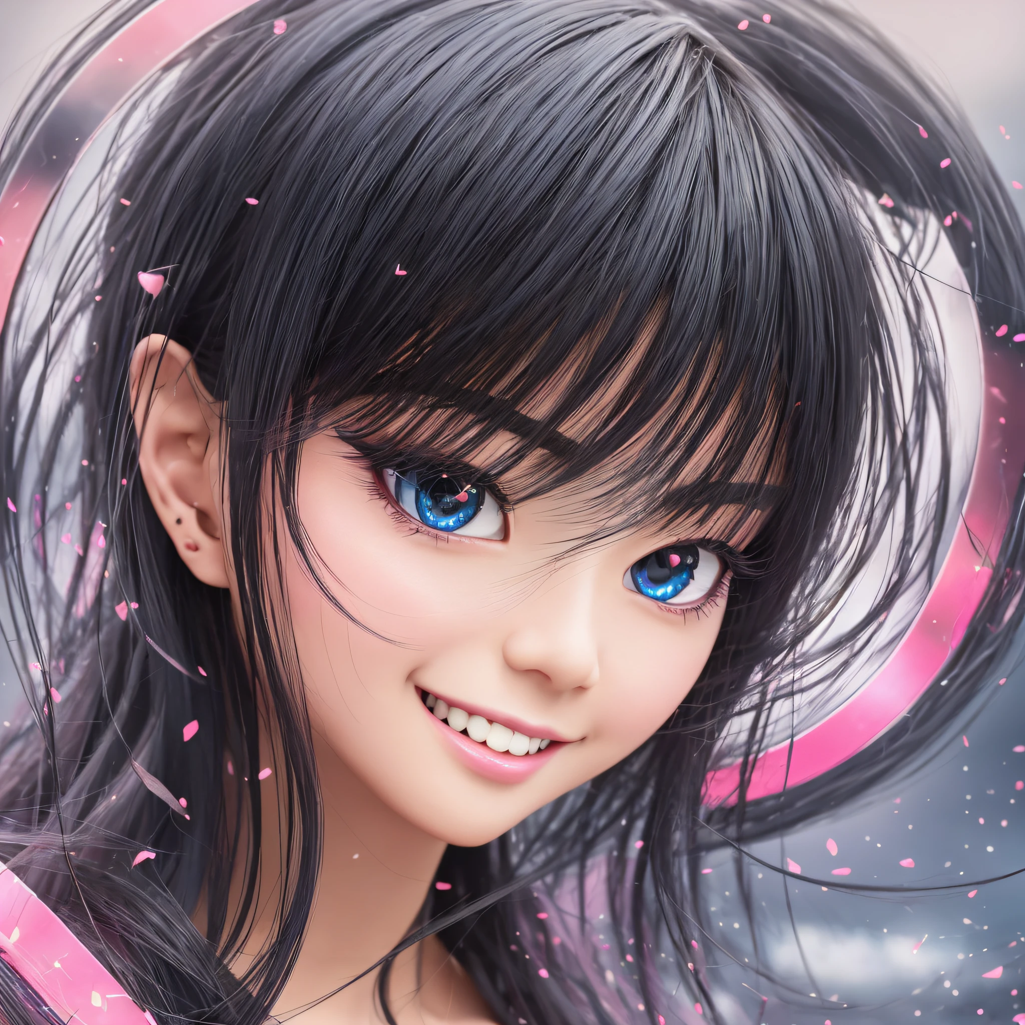 black hair, hair bobbles, longeyelashes, solid circle eyes, light smile, ear blush, fang, snail, Chinese beauty, Surrealism, drop shadow, anaglyph, stereogram, tachi-e, pov, atmospheric perspective, vanishing point, 8k, super detail, ccurate, best quality --auto --s2