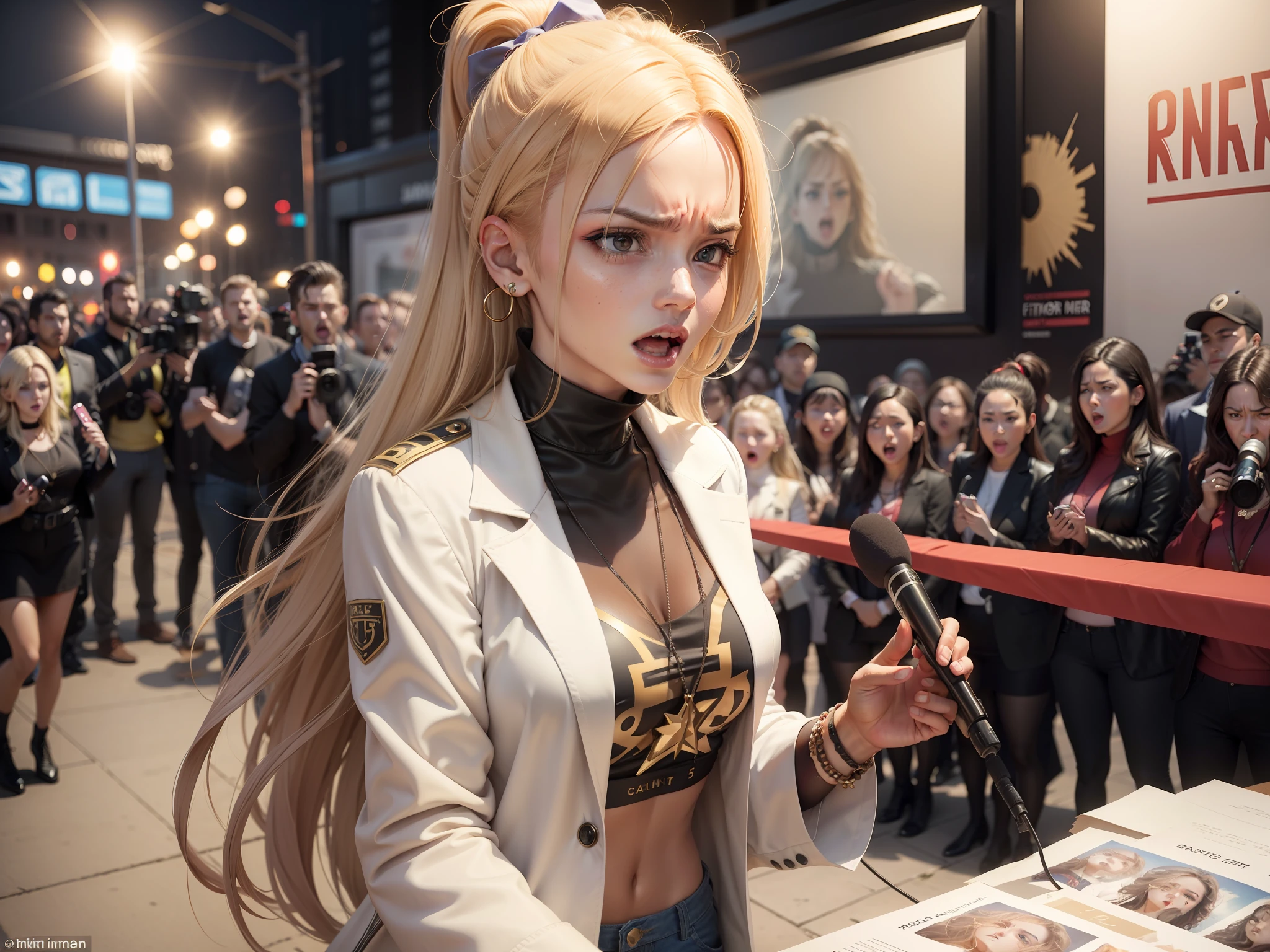 At the album release party of female stars, there were many reporters and their facial expressions were very angry