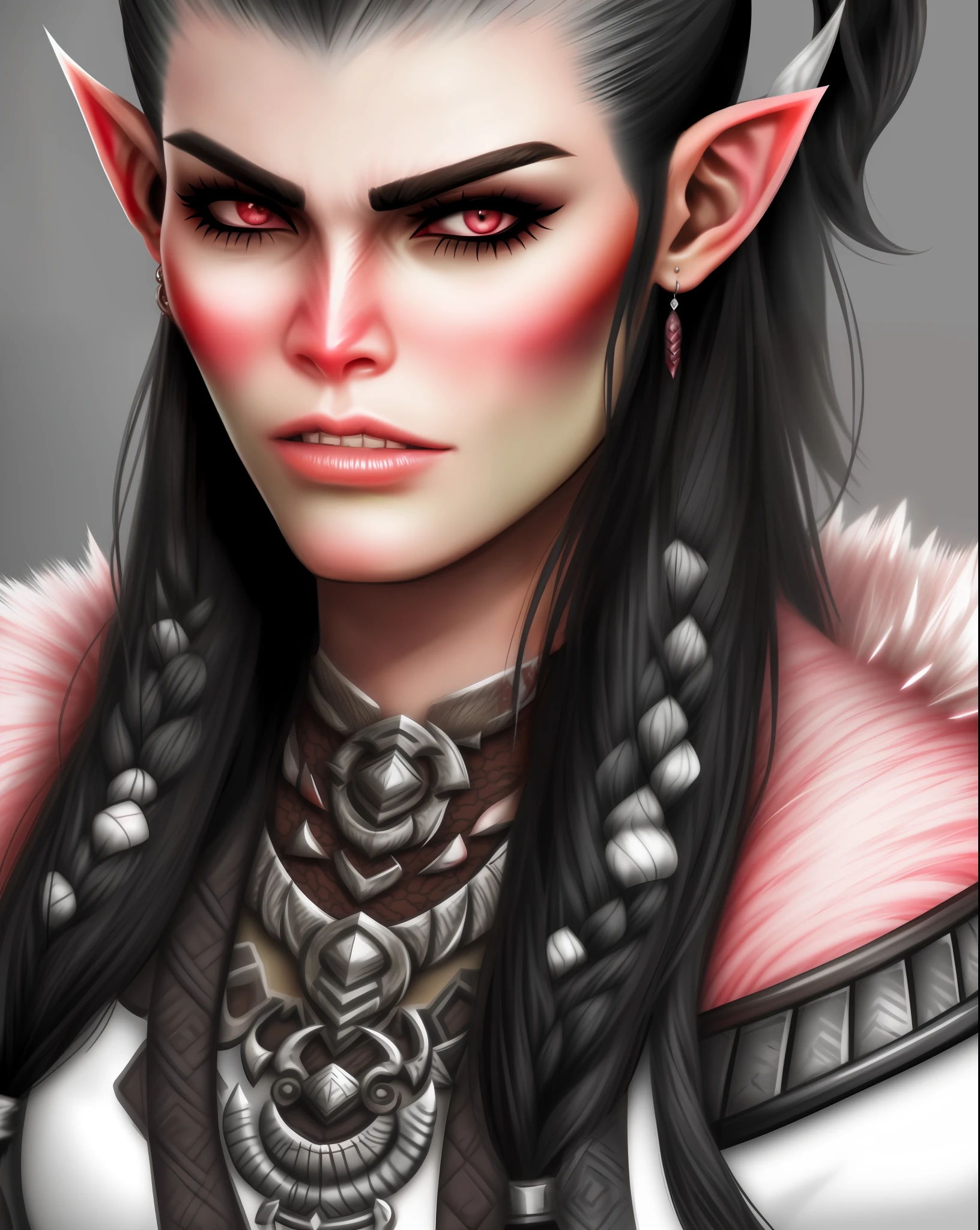 (((Realistic Style))), Orc Barbarian, (((Feminine))), (((Intimidating Pose)))
