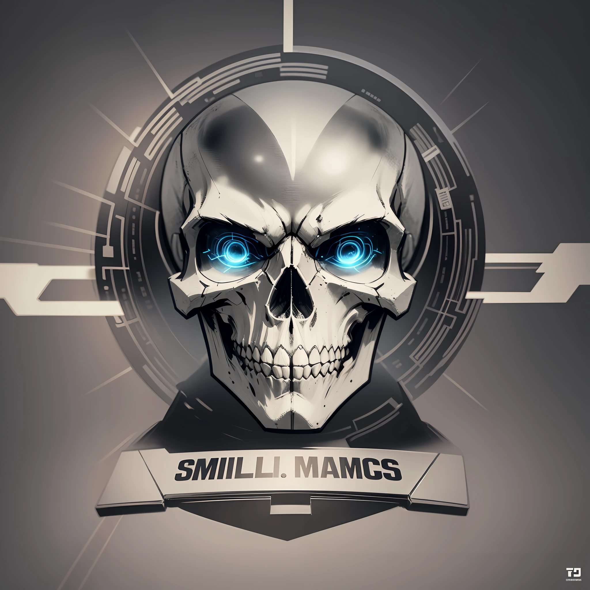 We challenge you to create a logo for the Telematics section of PMESP that mixes the strength of the military skull with references to information technology. --auto --s2