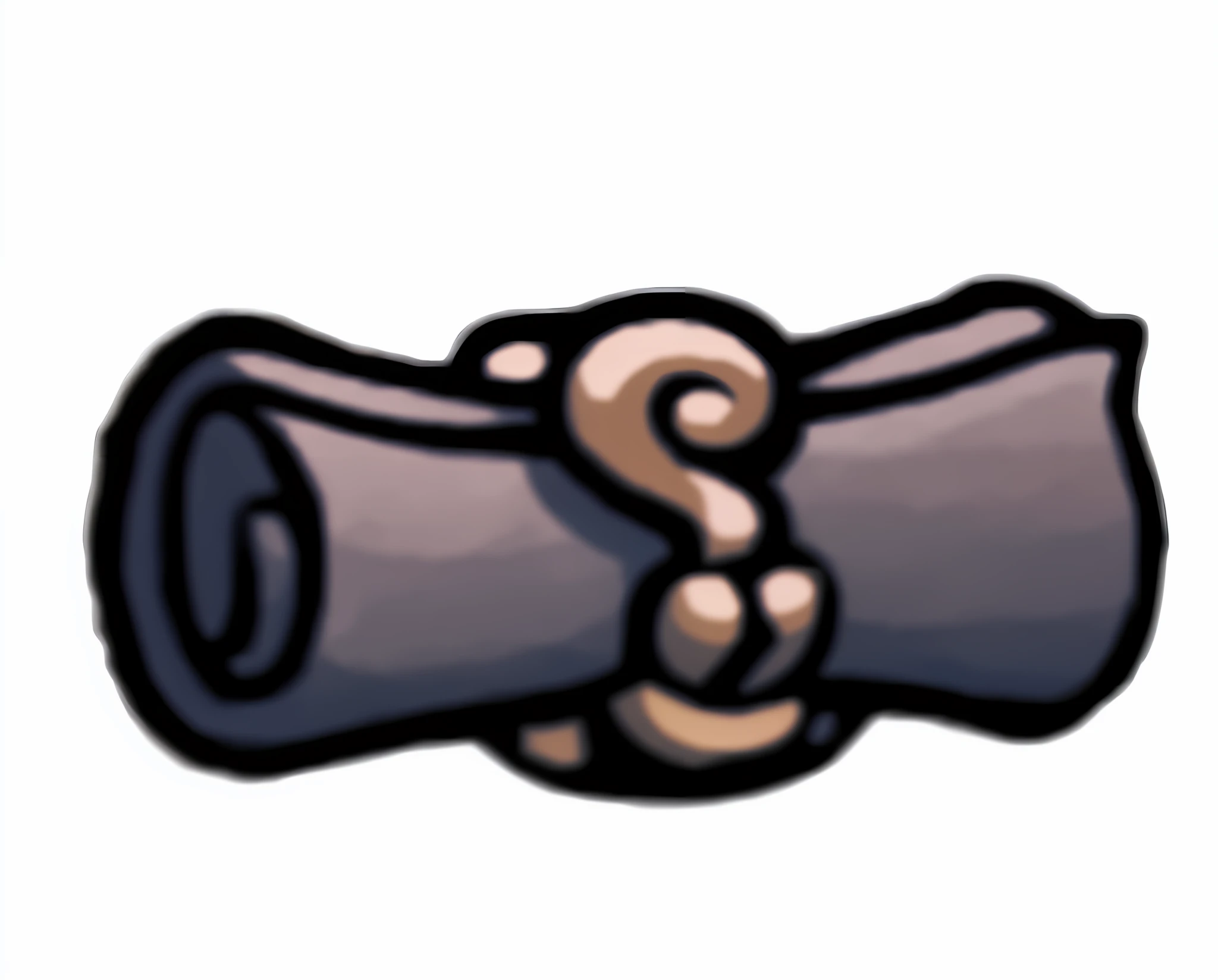 there is a cartoon picture of a rolled up scroll with a question mark, scrolls, rpg item, fantasy game spell symbol, discarded scrolls, heavy jpeg artifact blurry, stylized shading, old scroll, ancient symbol behind it, item art, fantasy game spell icon, heavy jpeg artifact, magic item, legendary item, heavily stylized, heavy shading, smooth shading