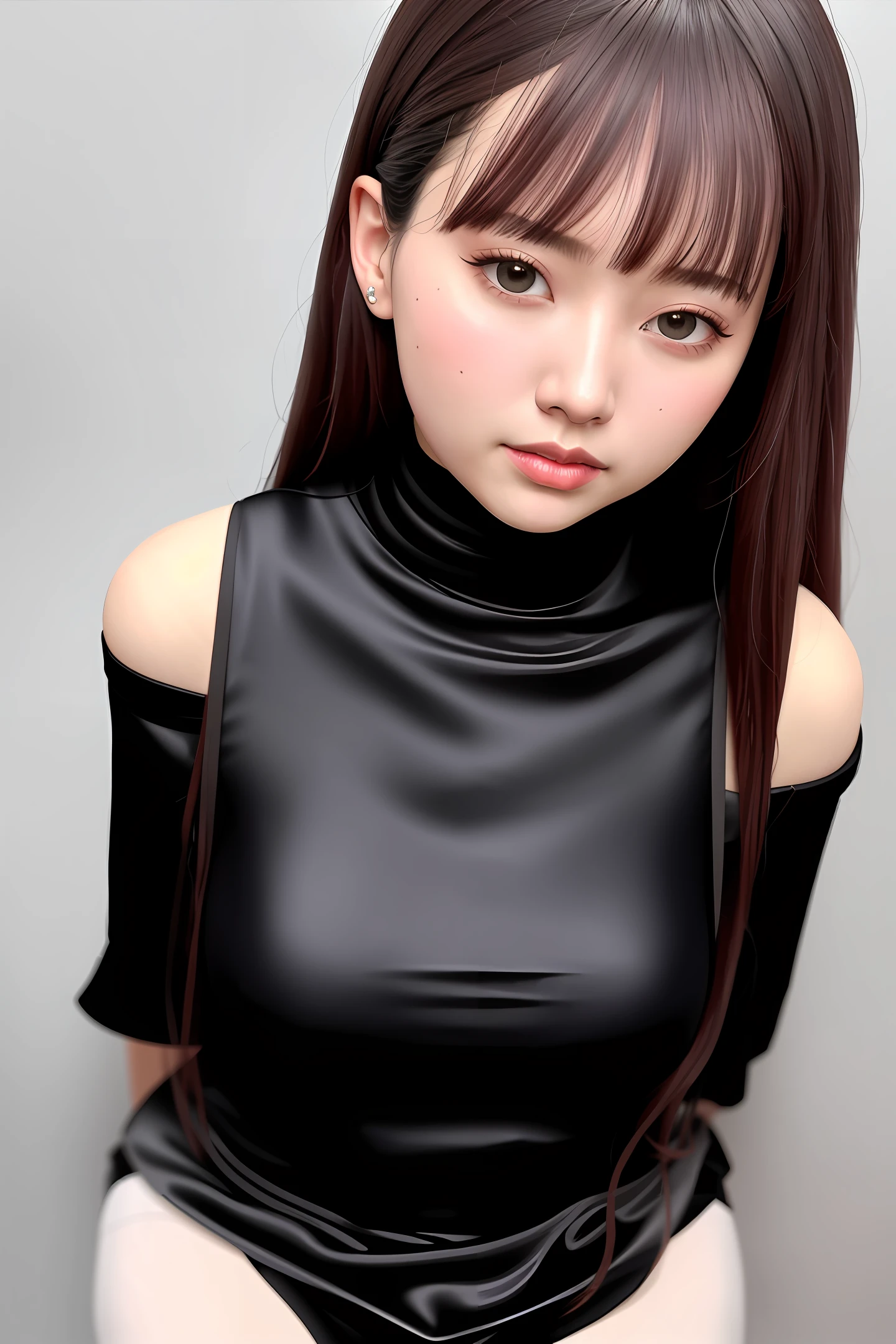 Black silk, blushing