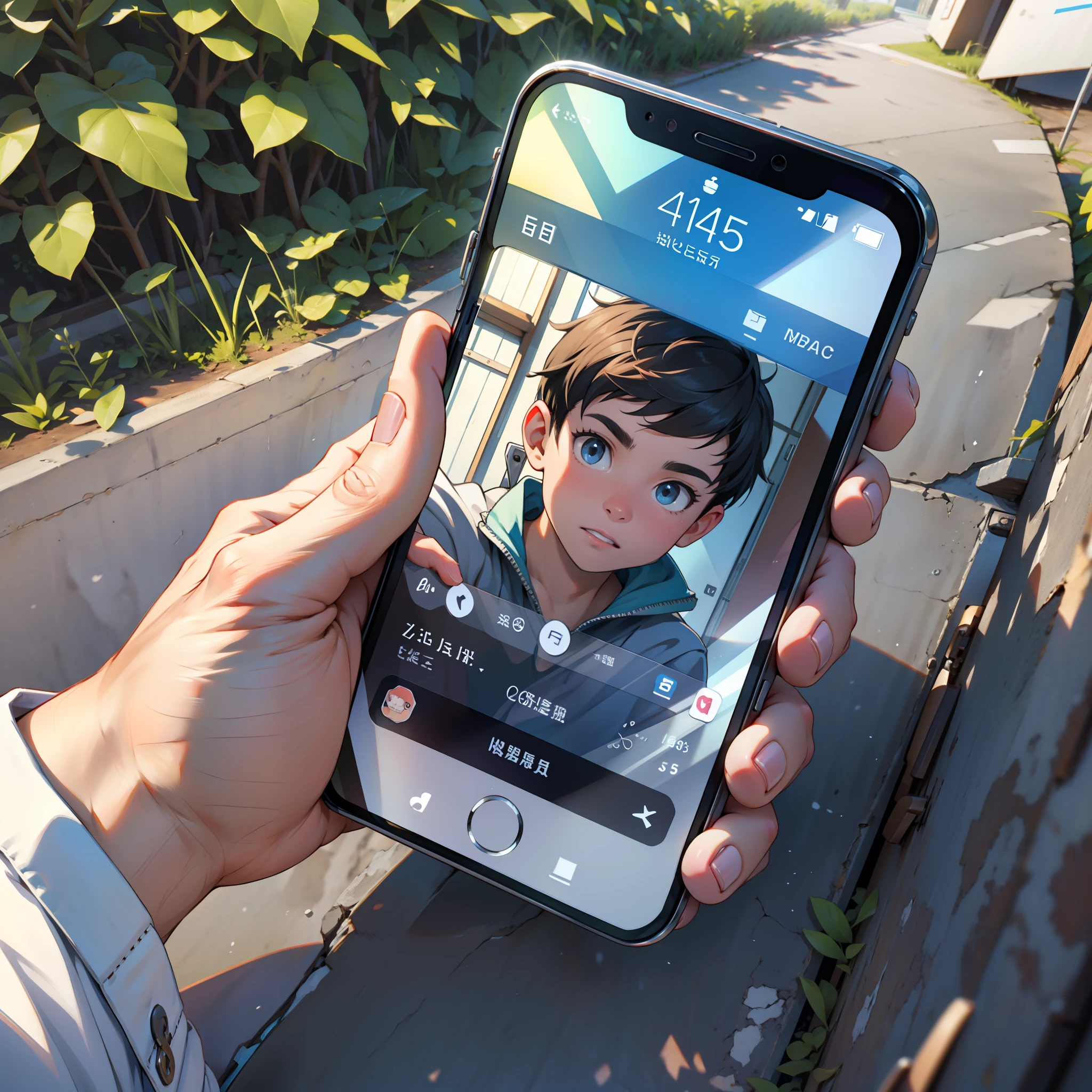 Boy, holding a phone, selfie, expression change, first-person perspective