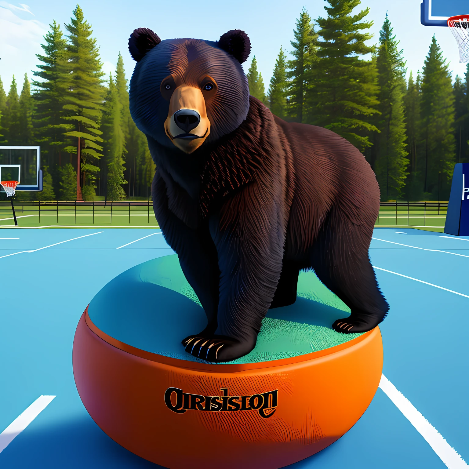 Bear/basketball/diamond/forest