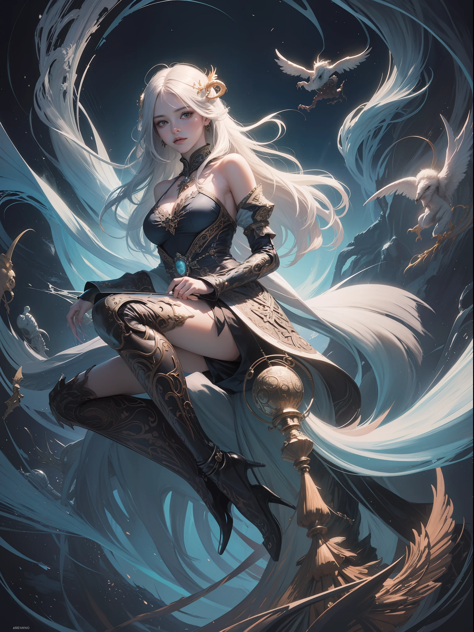 Official Art, Concept Art, Unity 8k Wallpaper, Super Detailed, Beautiful Aesthetic, Masterpiece, Top Quality, (Zentangle, Mandala, Tangled, Tangled), (Fractal Art: 1.3), One Girl, Highly Detailed, Dynamic Angle, Cowboy Shot, Most Beautiful Form Chaos, Elegant, Brutalist Design, Vibrant Colors, Huge Magic, Wizard, Aristocratic Costume, Romanticism, James Jean, Robbie Dowi Antono, Ross Tran, Francis Bacon, Michal Muratz, Adrian Guyney