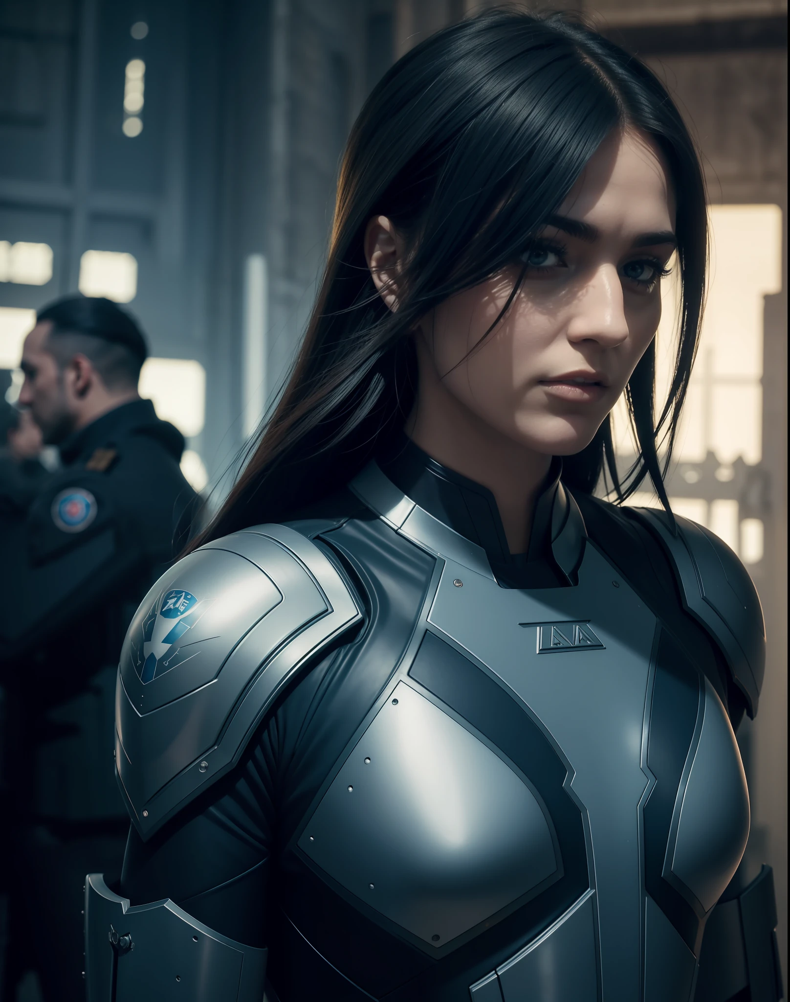 (1girl:1.3), solo, __body-parts__, official art, 8k unified wallpaper, super detailed, beautiful and aesthetic, beautiful, masterpiece, best quality, raw, masterpiece, super thin photo, best quality, super high resolution, photorealistic photorealism, sunlight, full body portrait, amazing beauty,, dynamic pose, delicate face, vibrant eyes, (seen from the side), she wears a futuristic Captain America suit, blue color scheme, (holding a shield in hand), A capital on the chest, very detailed abandoned warehouse background, detailed face, detailed complex busy background, messy, gorgeous, milky white, highly detailed skin, realistic skin details, visible pores, sharp focus, volumetric mist, 8k uhd, DSLR camera, high quality, film grain, light skin, photographic realism, lomography, huge metropolis in future dystopia, seen from below, translucent