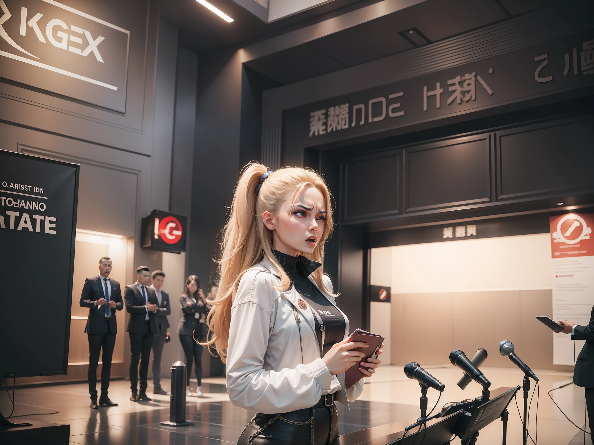Female celebrity, angry and left the press conference