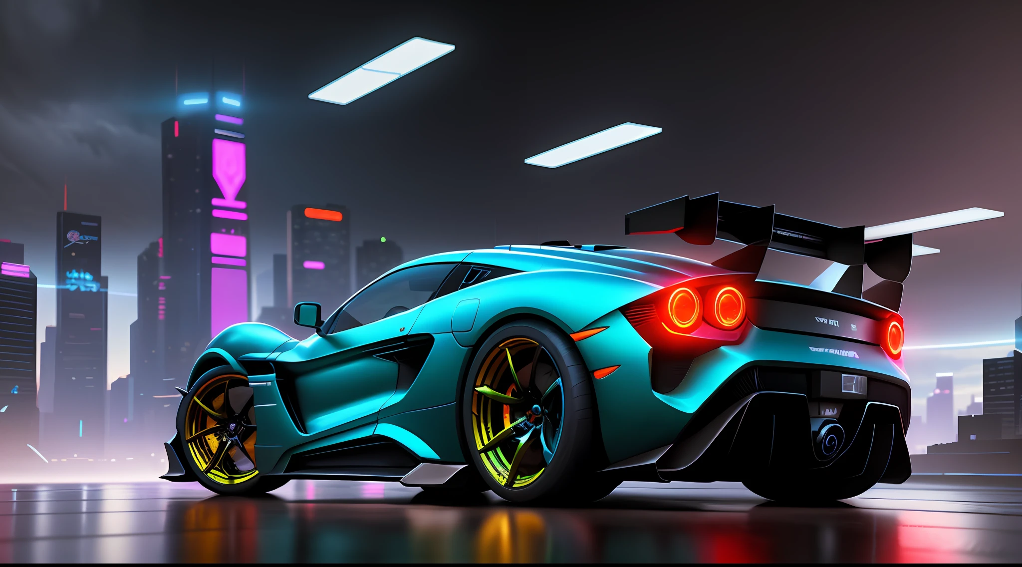 supercar, cyberpunk style, digital painting, 3d rendering, 8k wallpaper, vivid