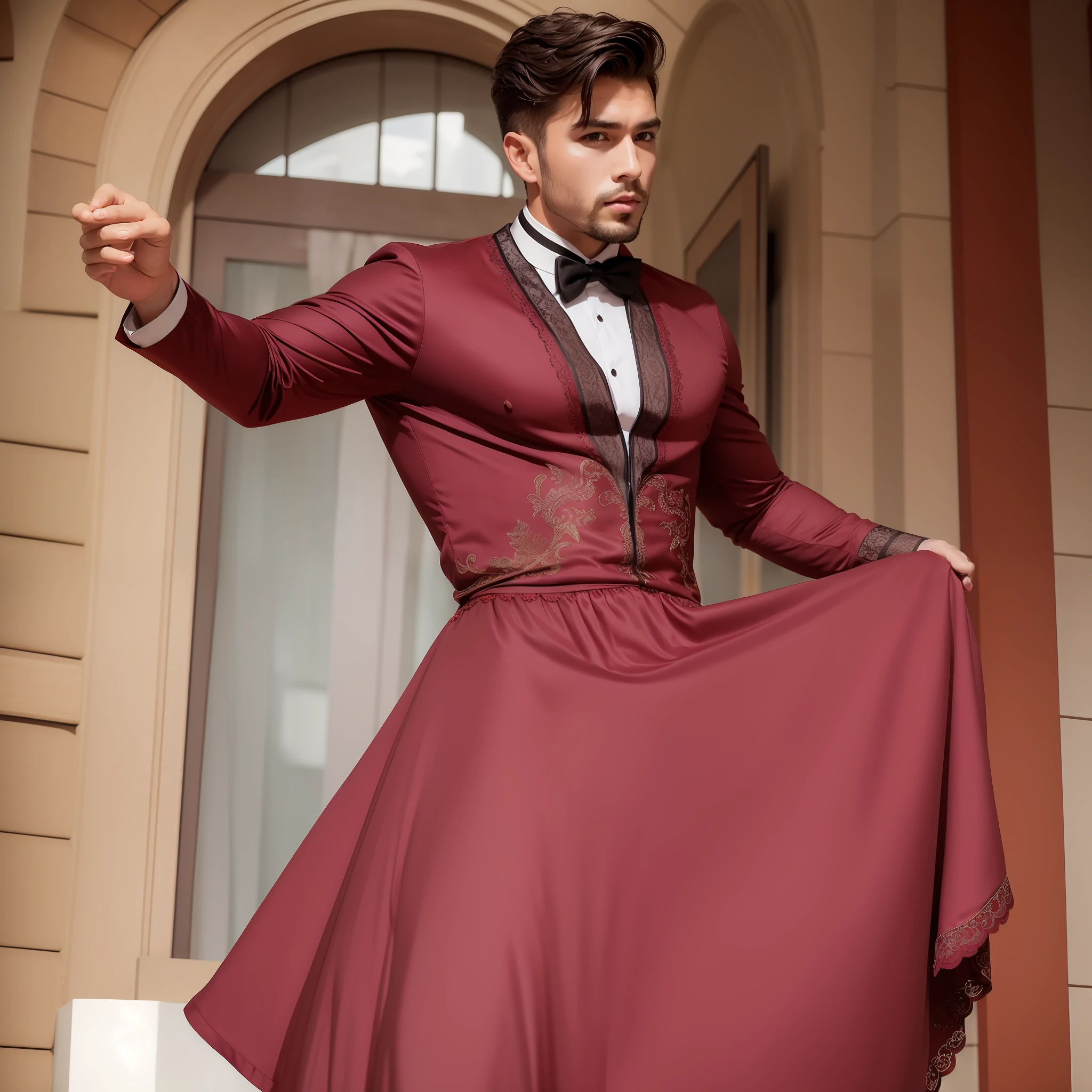 Handsome sexy Man dressed in a sevillana dress